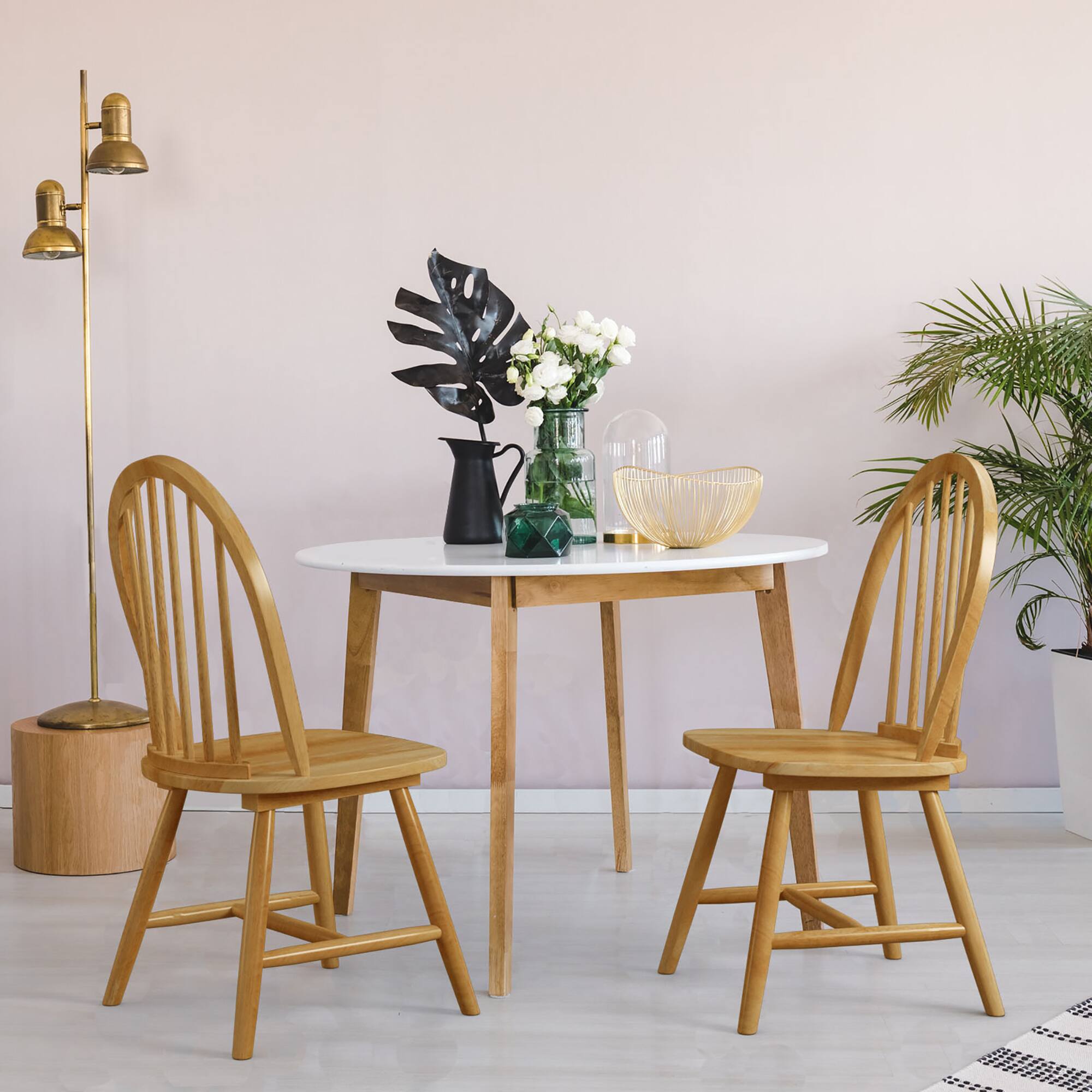 Alt View 3. Costway - Costway 4 PCS Vintage Windsor Dining Side Chair Wood Spindleback Kitchen - Natural.
