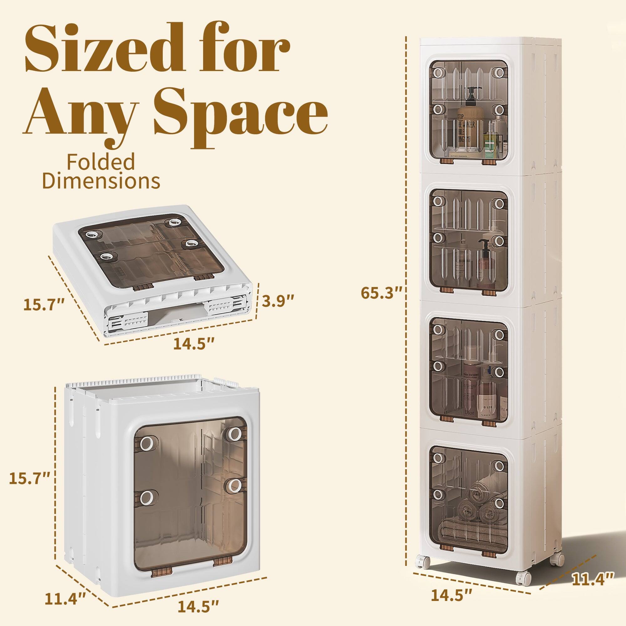 Sized for Any Space  
Folded Dimensions  

15.7" x 14.5" x 3.9"  
15.7" x 11.4" x 14.5"  
65.3"