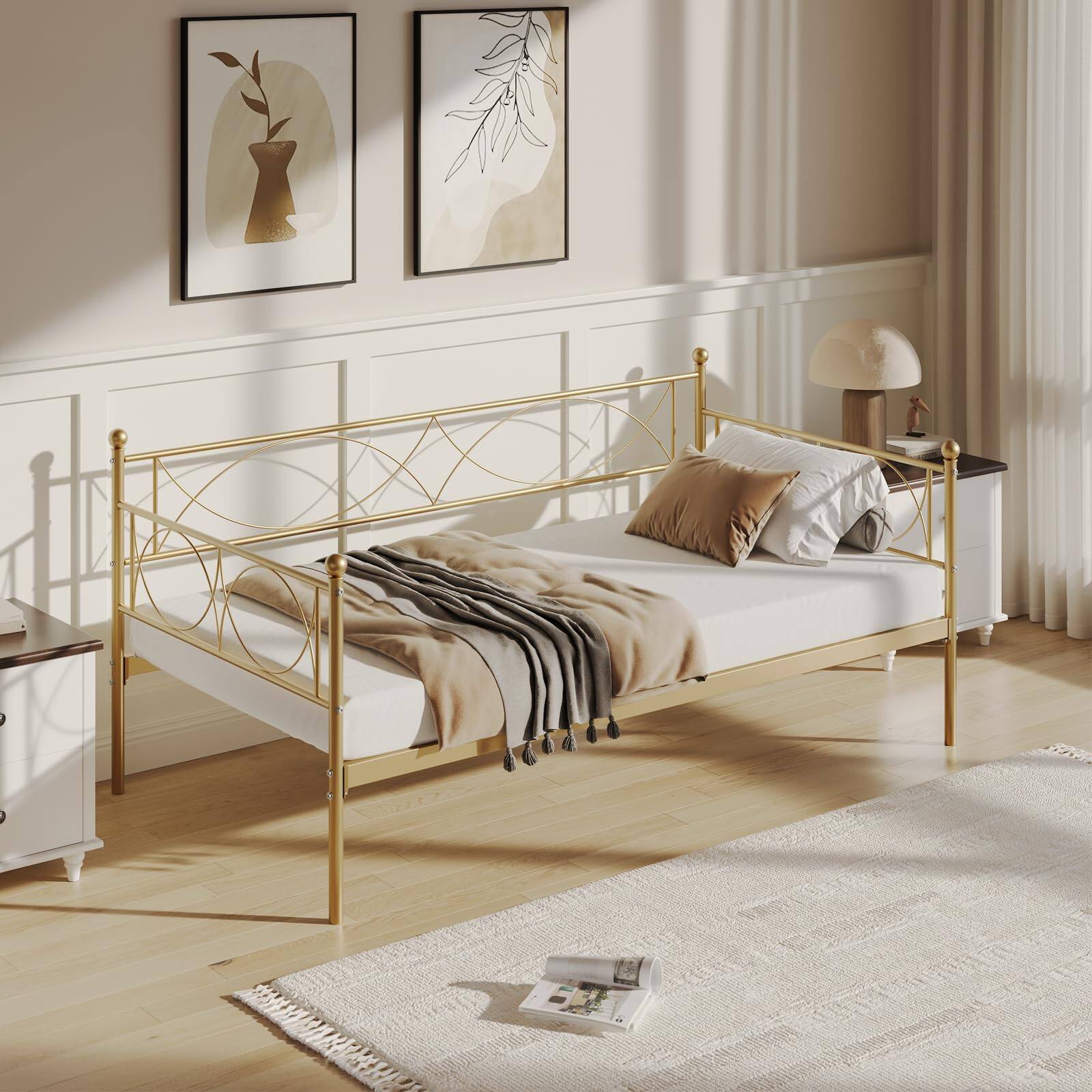 Jojoka Metal Twin Daybed, Day Bed Sofa Bed Frame with Steel Slat ...