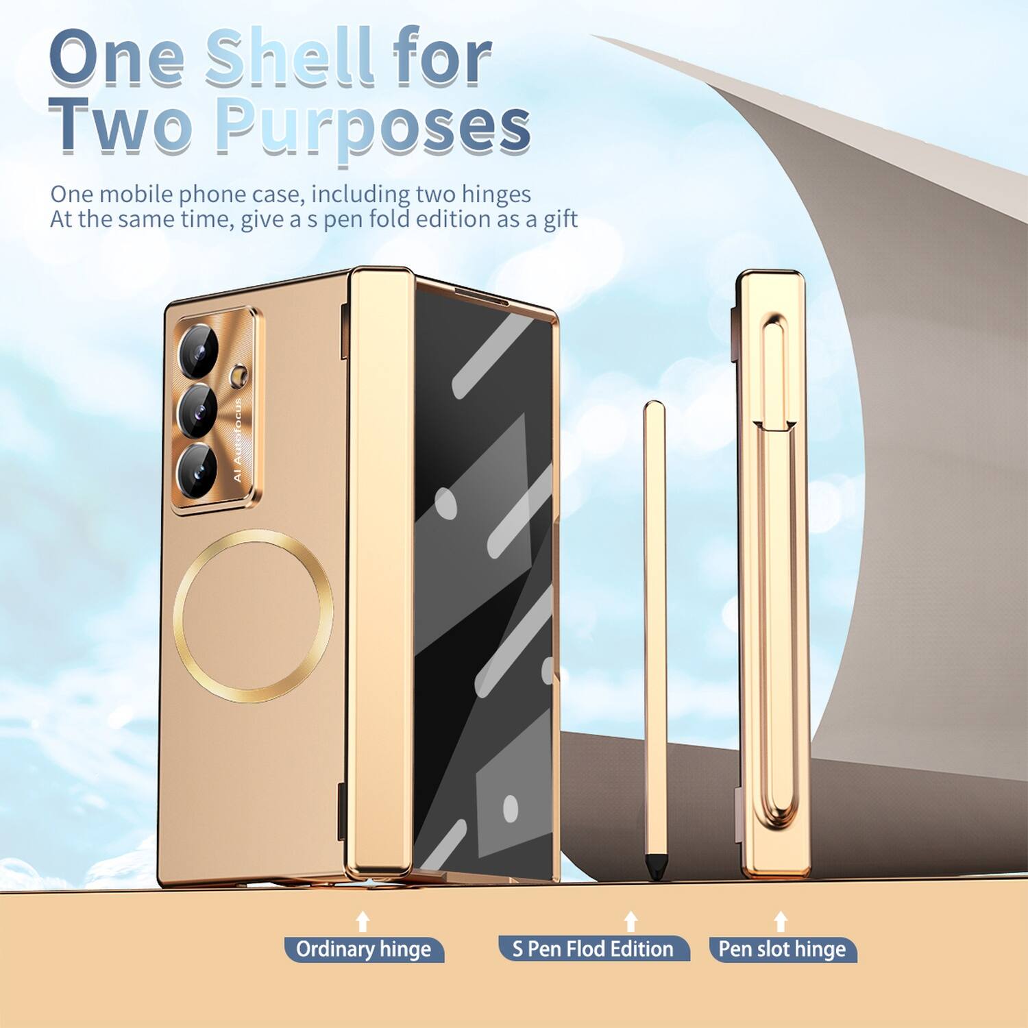One Shell for Two Purposes

One mobile phone case, including two hinges. At the same time, give a S pen fold edition as a gift.

Ordinary hinge  
S Pen Fold Edition  
Pen slot hinge