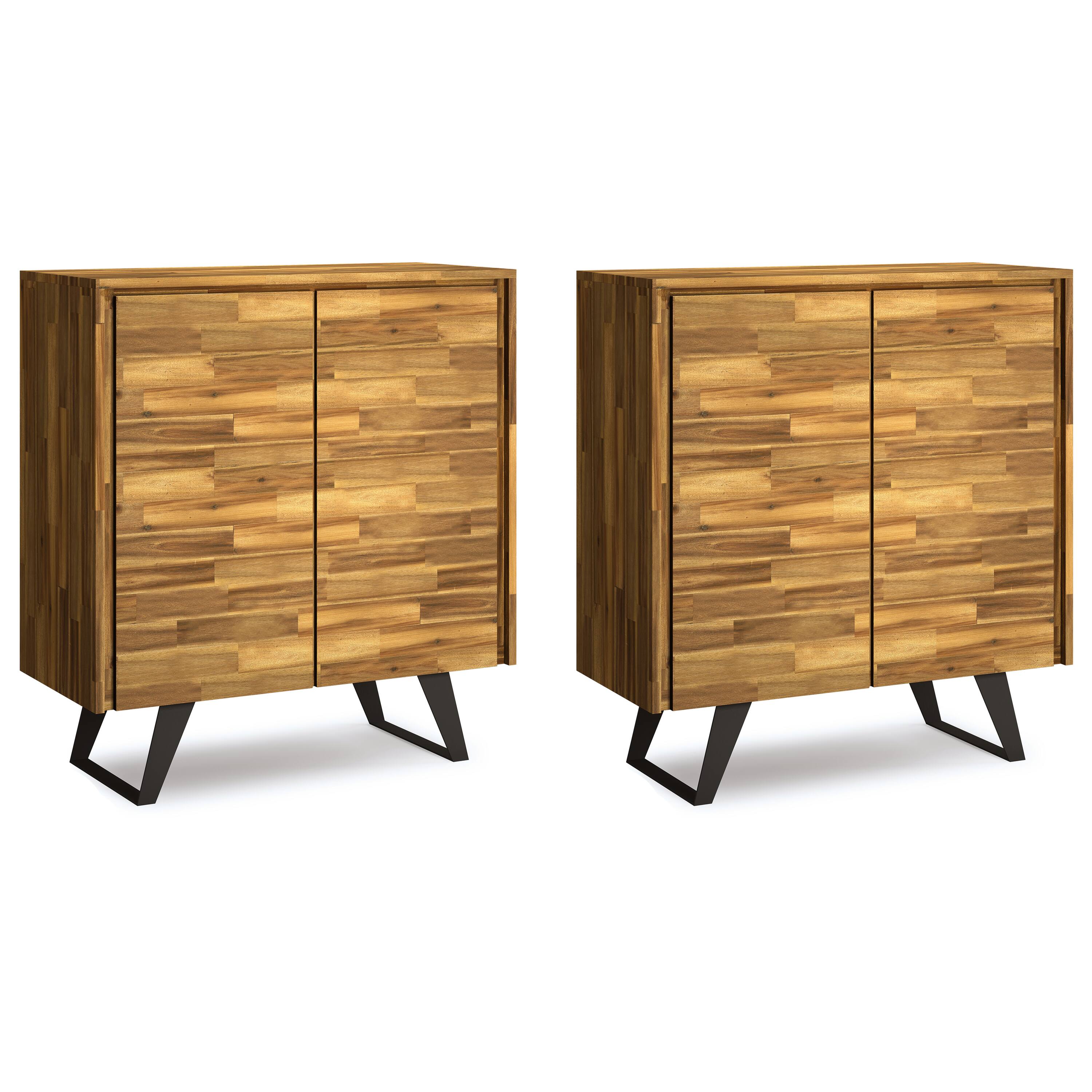 Simpli Home - Lowry Solid Acacia 39 inch Storage Cabinet (Set of 2) - Distressed Golden Wheat