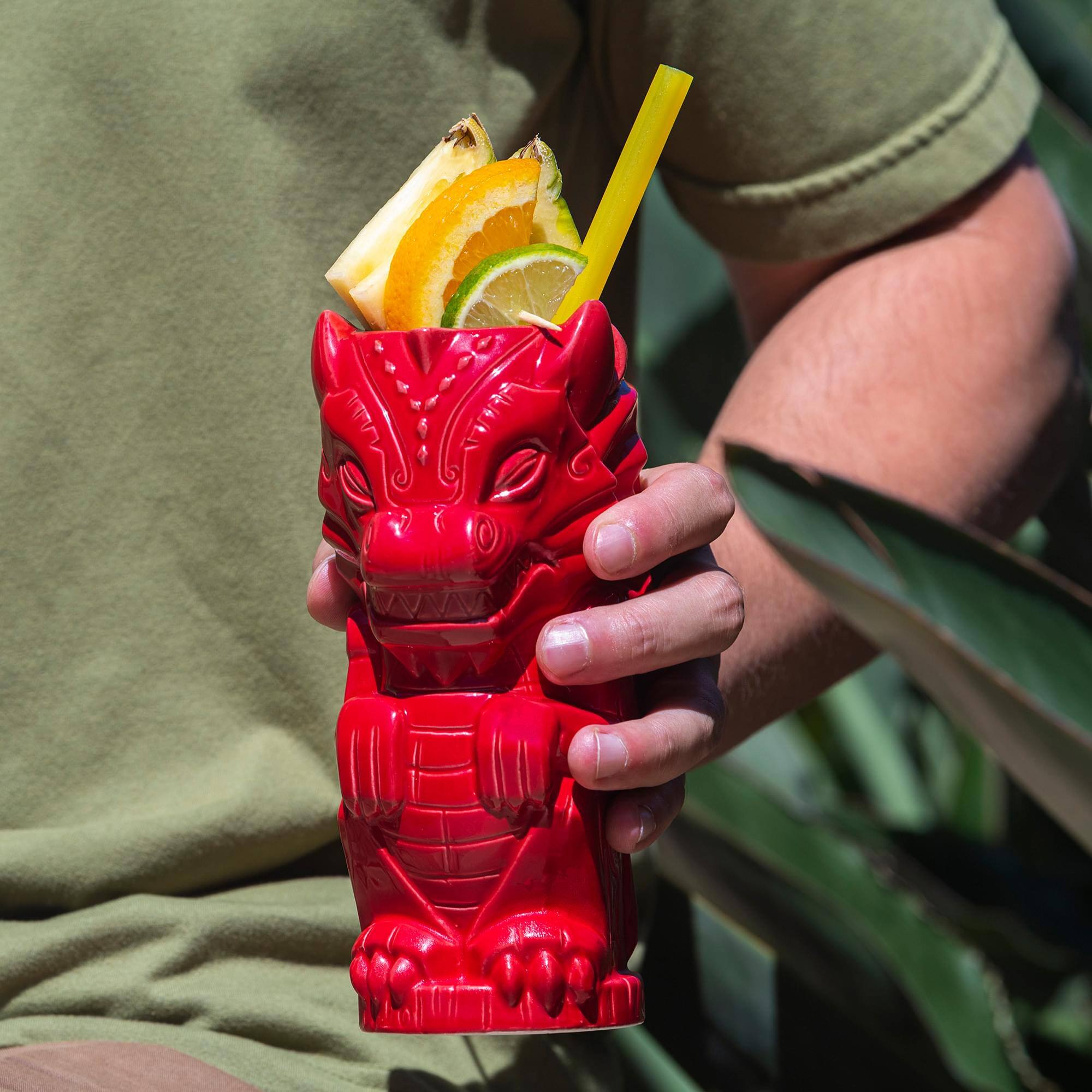 Alt View 4. ThinkGeek - Geeki Tikis Red Dragon Fantasy Mug | Ceramic Tiki Style Cup | Holds 17 Ounces - Red.
