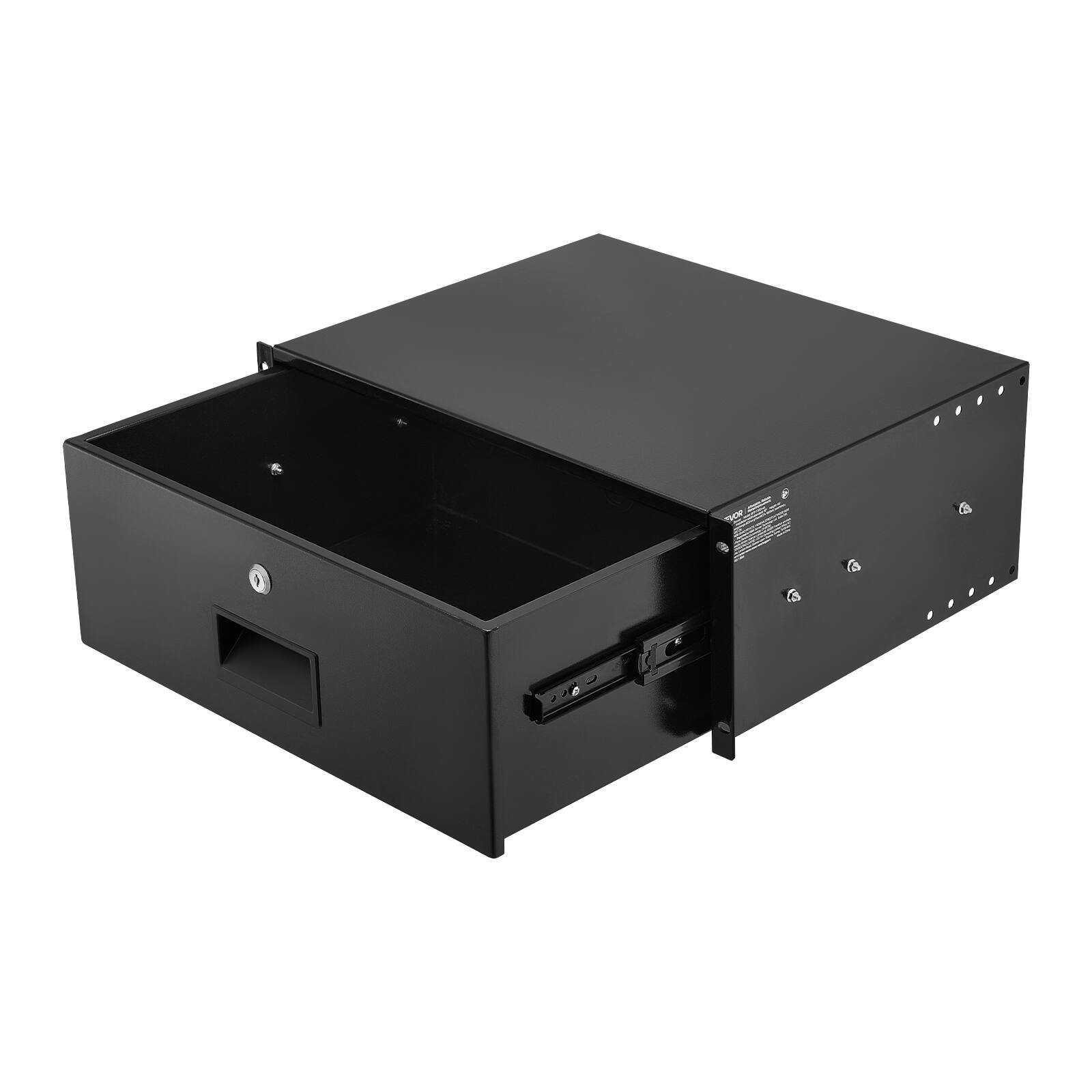 Alt View 5. VEVOR - 4U Rack Mount Drawer, 50 lbs Max Load-Bearing, Lockable Server Cabinet Case, Sliding Drawer with Lock - Black.