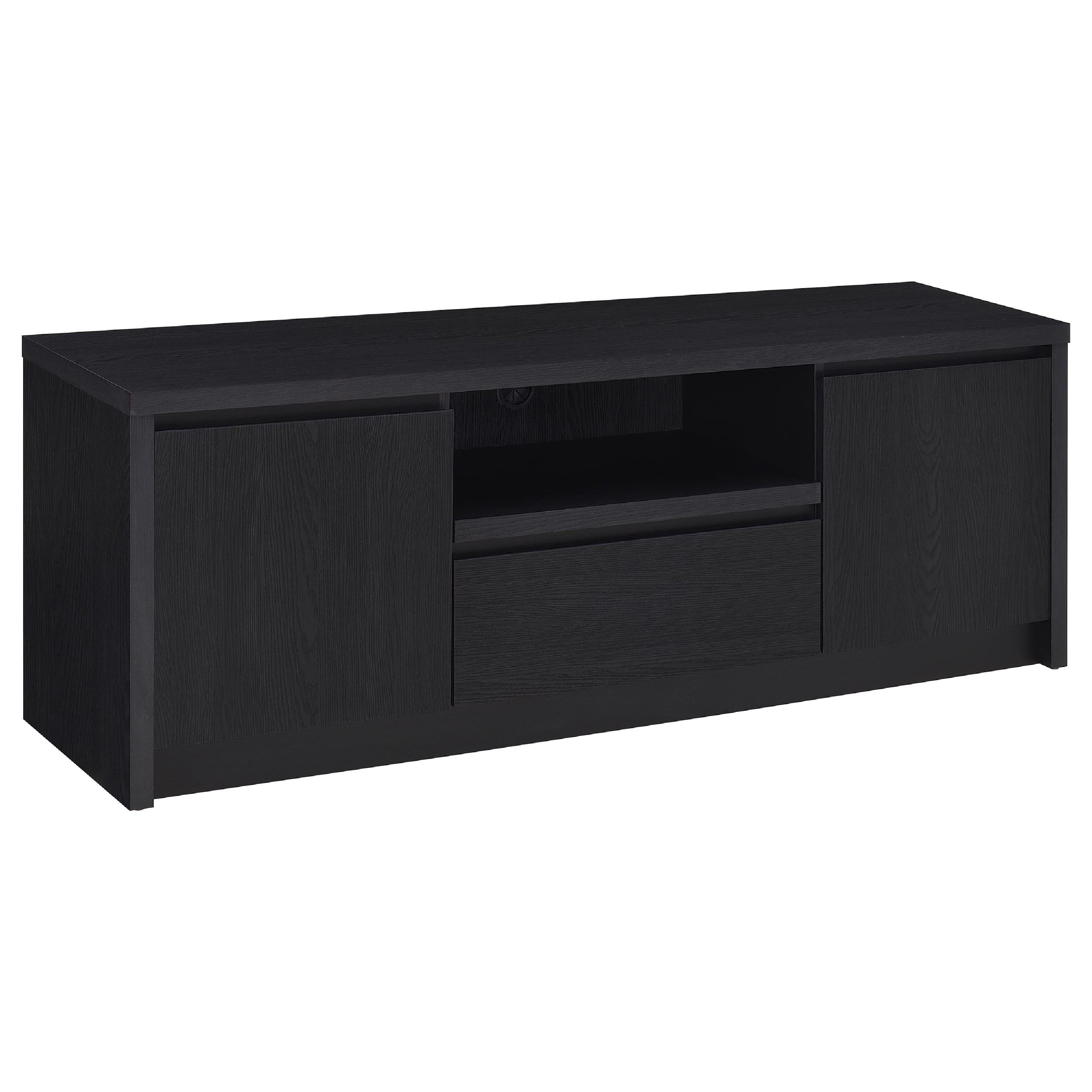 Manhattan Lane - Winie TV Stand Media Console, 2 Doors, Open Shelf, Wood 60 Inch - Black