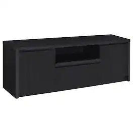 Manhattan Lane - Winie TV Stand Media Console, 2 Doors, Open Shelf, Wood 60 Inch - Black