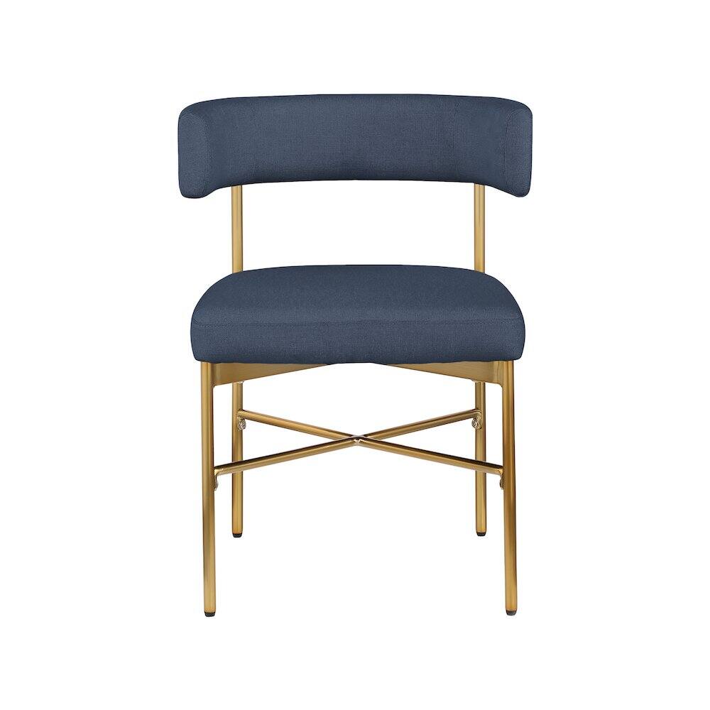 Alt View 2. Meridian Furniture - Rivage Deep Navy Durable Linen Textured Fabric Dining Chair, Set of 2 - Blue.
