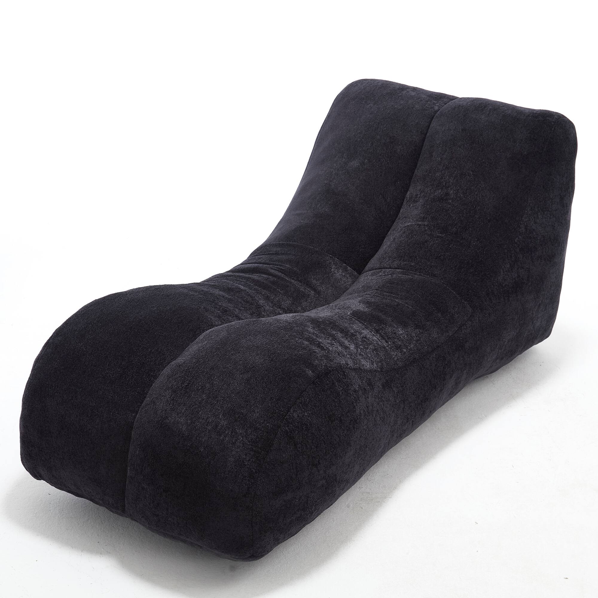 Alt View 6. MOOSOO - Chaise Lounge Chair Indoor, Lazy Bean Bag Chair for Adults, Modern Suede Floor Sofa for Living Room, Bedroom - Black.