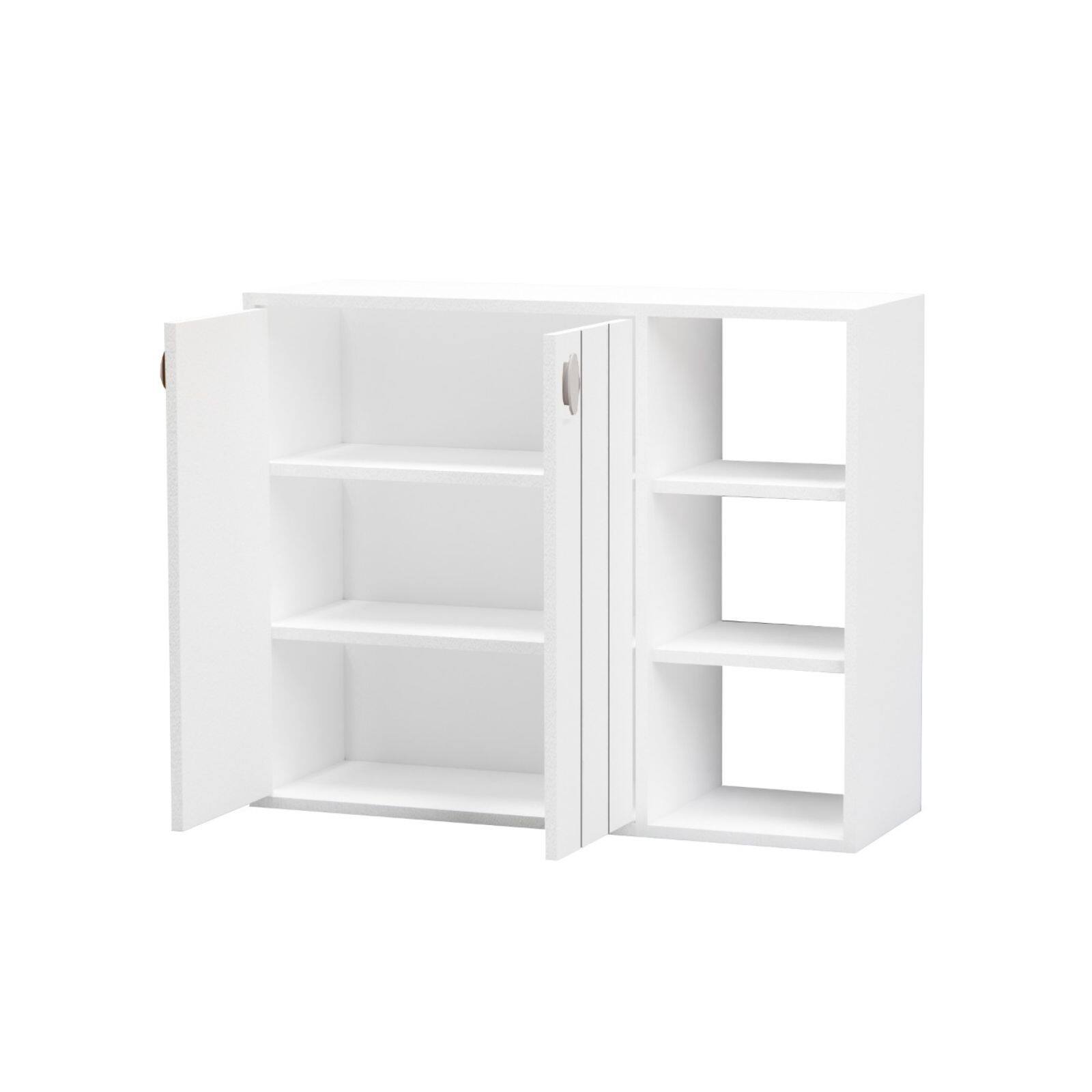 Alt View 1. Costway - Costway 3-Tier Wooden Shoe Storage Organizer with Doors & 3-Level Adjustable Open Shelves - White.