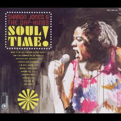 SOUL TIME VOL 1
SHARON JONES & THE DAP-KINGS
SOUL TIME
WHAT IF WE ALL STOPPED PAYING TAXES?
AIN'T NO CHIMNEYS IN THE PROJECTS
INSPIRATION INFORMATION
LONGER AND STRONGER
I'M NOT GONNA CRY WHEN I COME HOME
GENUINE PTS 1 & 1
WITHOUT A TRACE
E SAID I CAN SETTLE IN NEW SHOES
ST-01