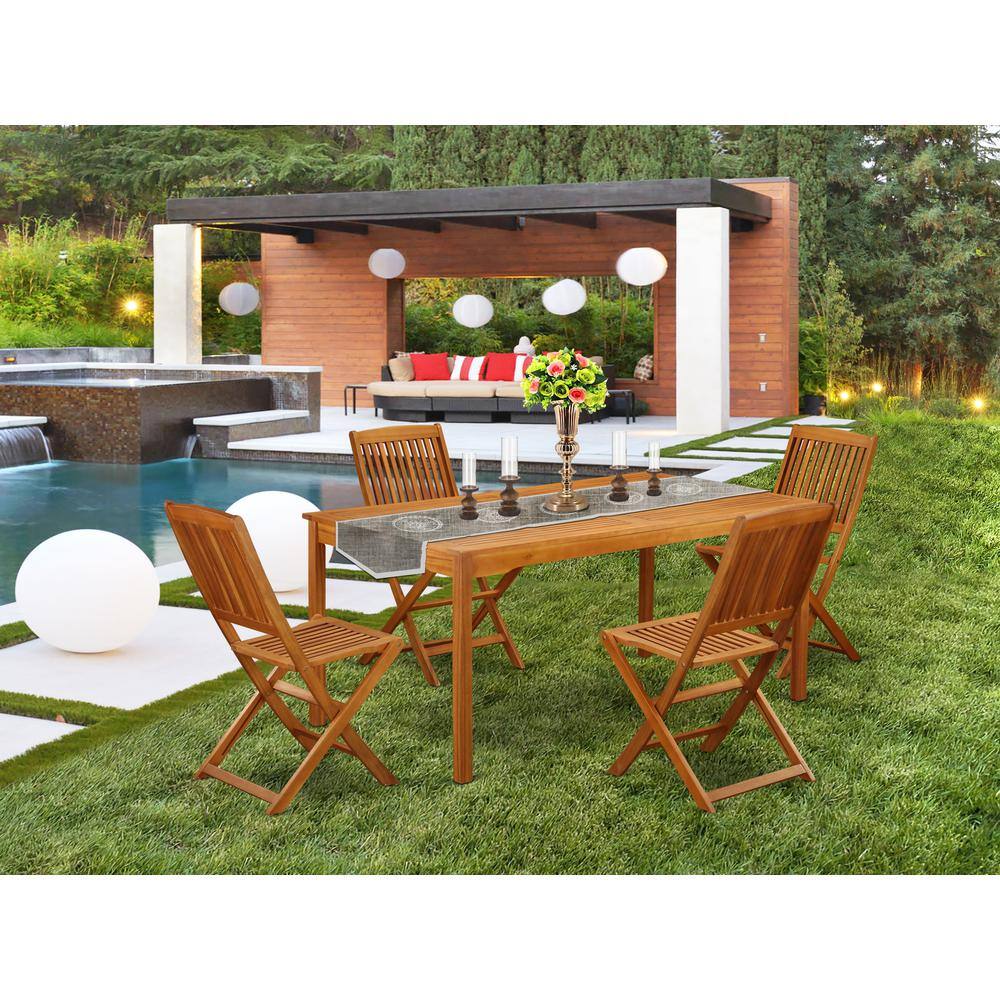 Back. East West Furniture - Wooden Patio Set Natural Oil - Brown.