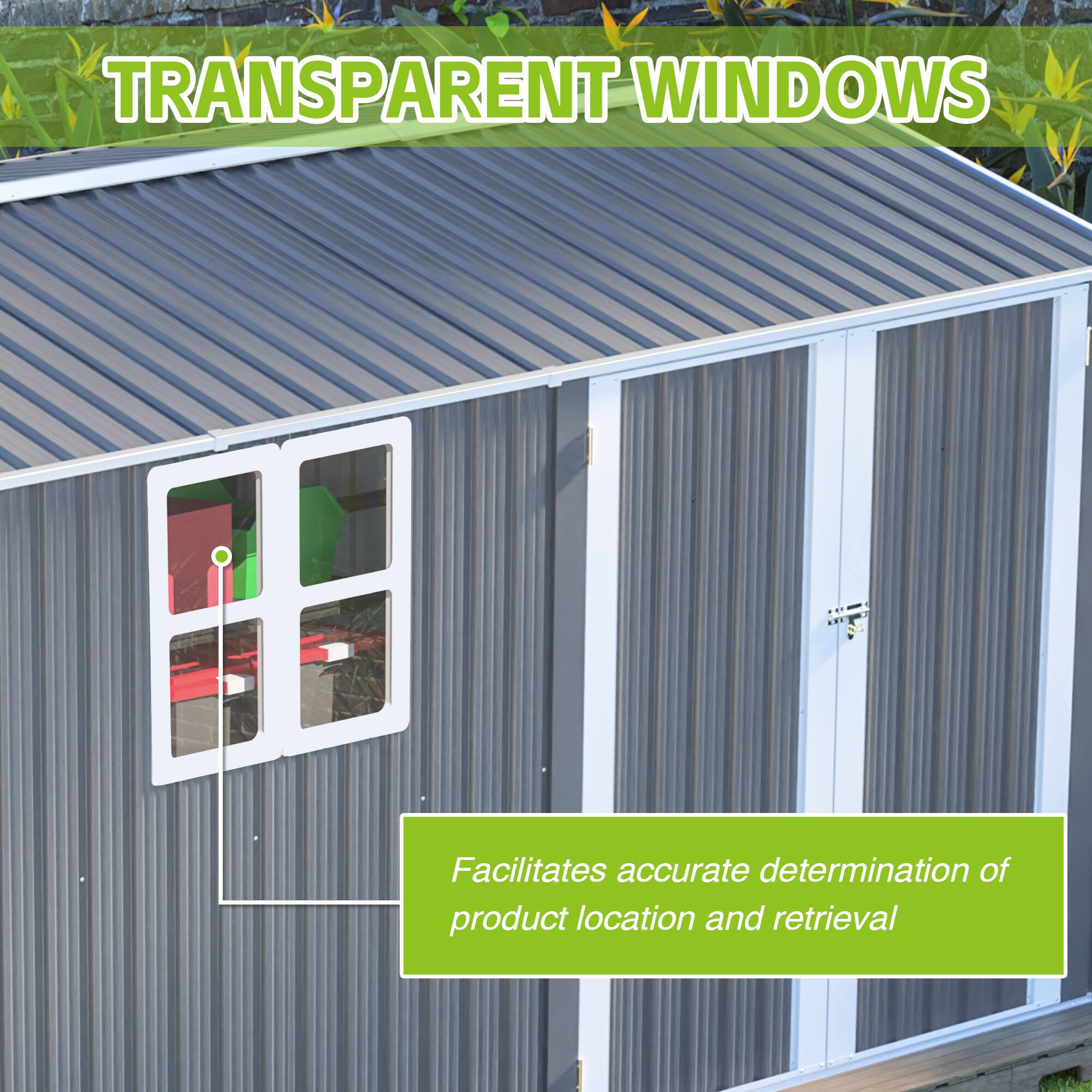 TRANSPARENT WINDOWS

Facilitates accurate determination of product location and retrieval