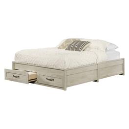 Hivvago - Queen Farmhome Platform Bed with Storage Drawers in Wood Finish - Off White