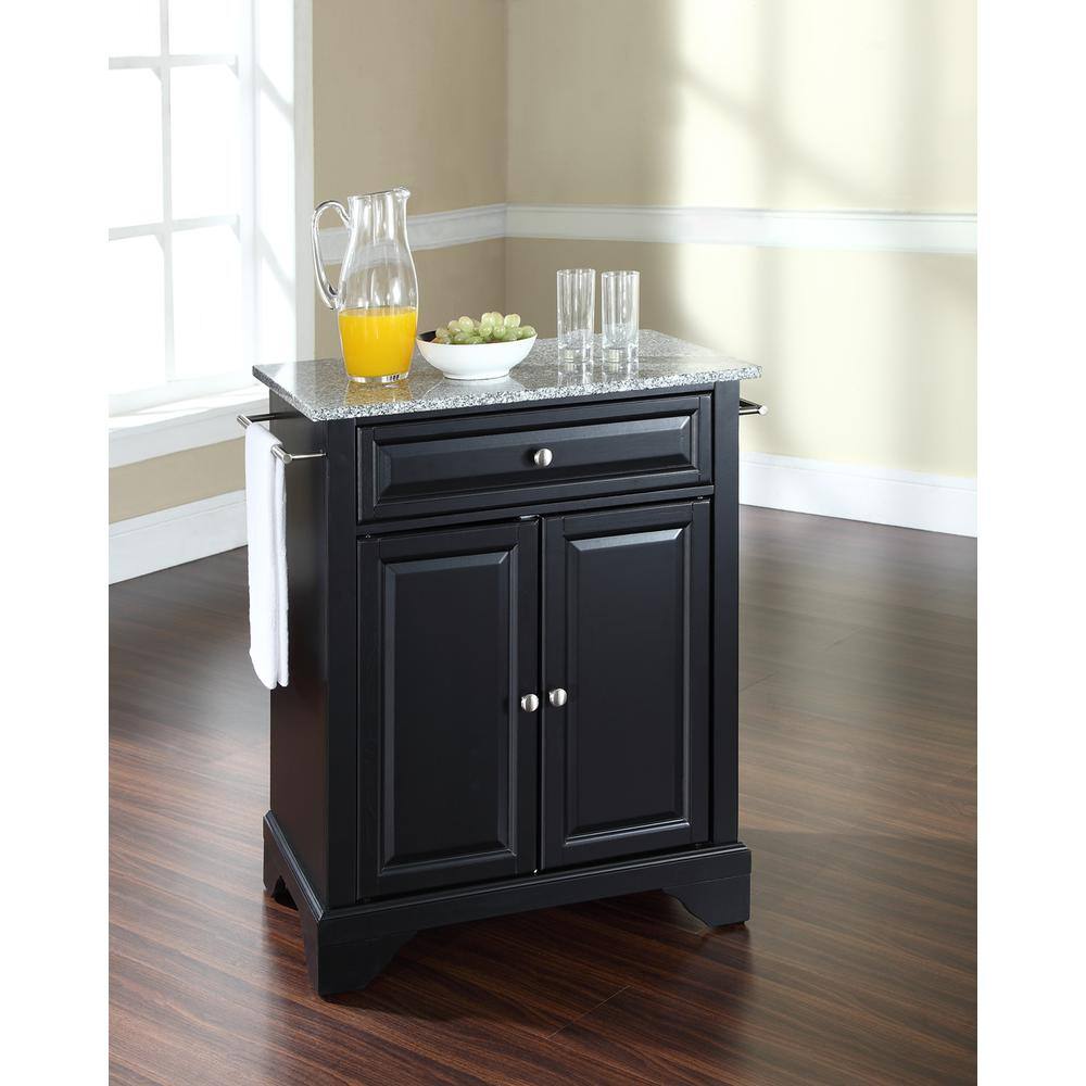 Left. Crosley Furniture - Lafayette Granite Top Portable Kitchen Island/Cart - Black.