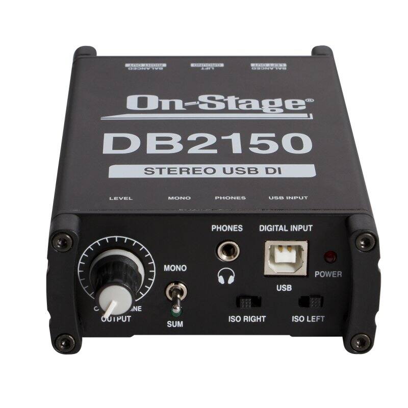 BALANCED LIFT  
On-Stage DB2150  
STEREO USB DI  
LEVEL  
MONO  
PHONES  
USB INPUT  
PHONES  
DIGITAL INPUT  
MONO  
POWER  
USB C  
NE OUTPUT  
SUM  
ISO RIGHT  
ISO LEFT