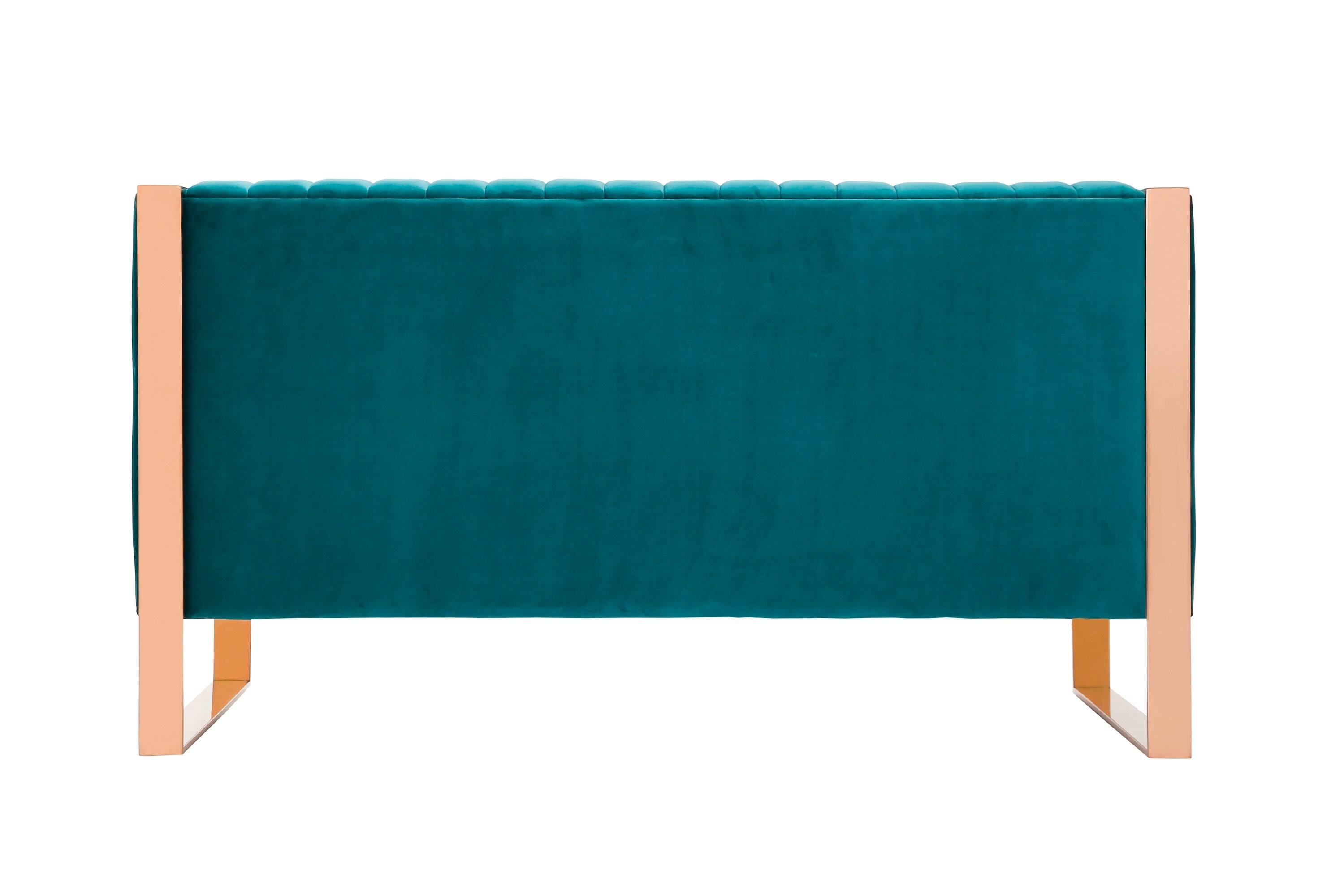 Alt View 3. Manhattan Comfort - Trillium Mid-Century Modern 57" Velvet Loveseat - Teal.