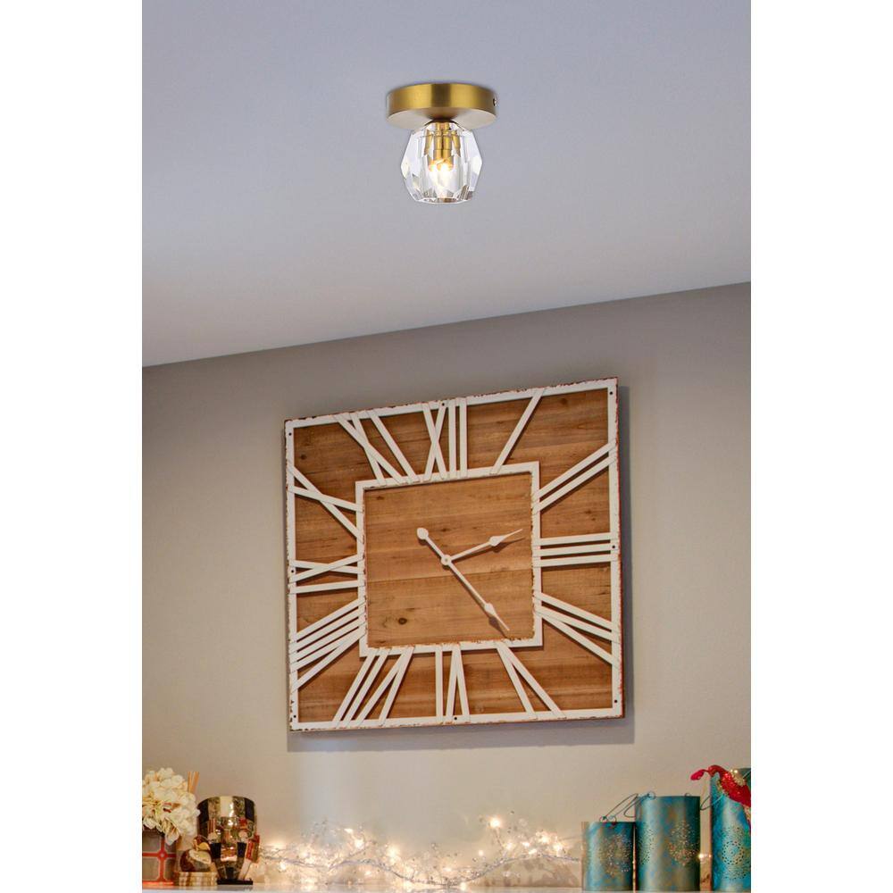 Left. Elegant Lighting - Eren 1 light gold flush mount - Gold.
