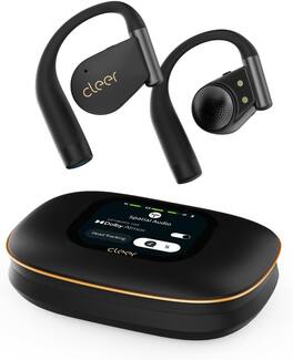 Cleer - ARC 5 Open-Ear Wireless Earbuds, Dolby Atmos & THX Spatial Audio, 60H Battery, IPX7 Waterproof - Black
