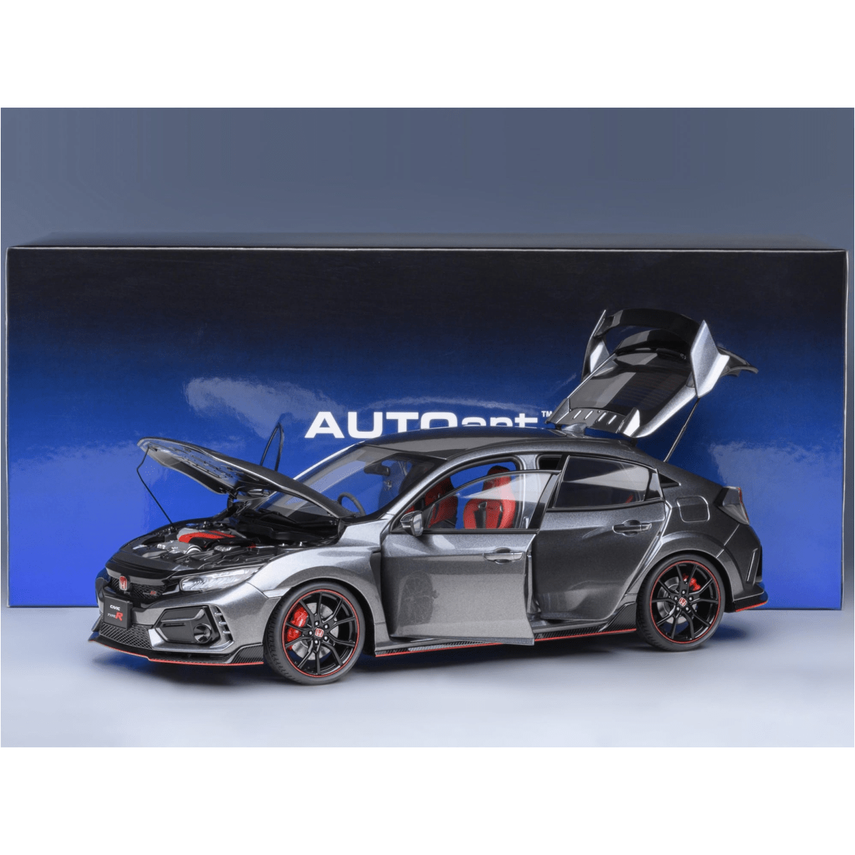 Alt View 9. Autoart - 2021 Honda Civic Type R (FK8) RHD (Right Hand Drive) Polished Metal Gray Metallic 1/18 Model Car by Autoart.