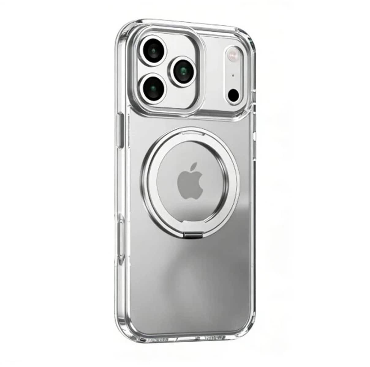 SKRAN - Premium Magnetic Rotating Bracket Case for iPhone 17 - Pivot Stand Protective Cover - Clear