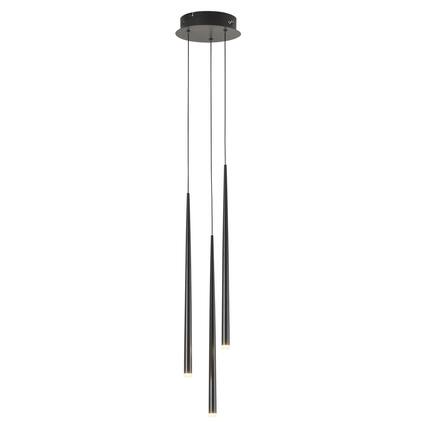 Front. Umeiluce - 3-Light Modern LED Chandelier Cylinder Black Pendant Kitchen Island Dimmable - Matte Black.