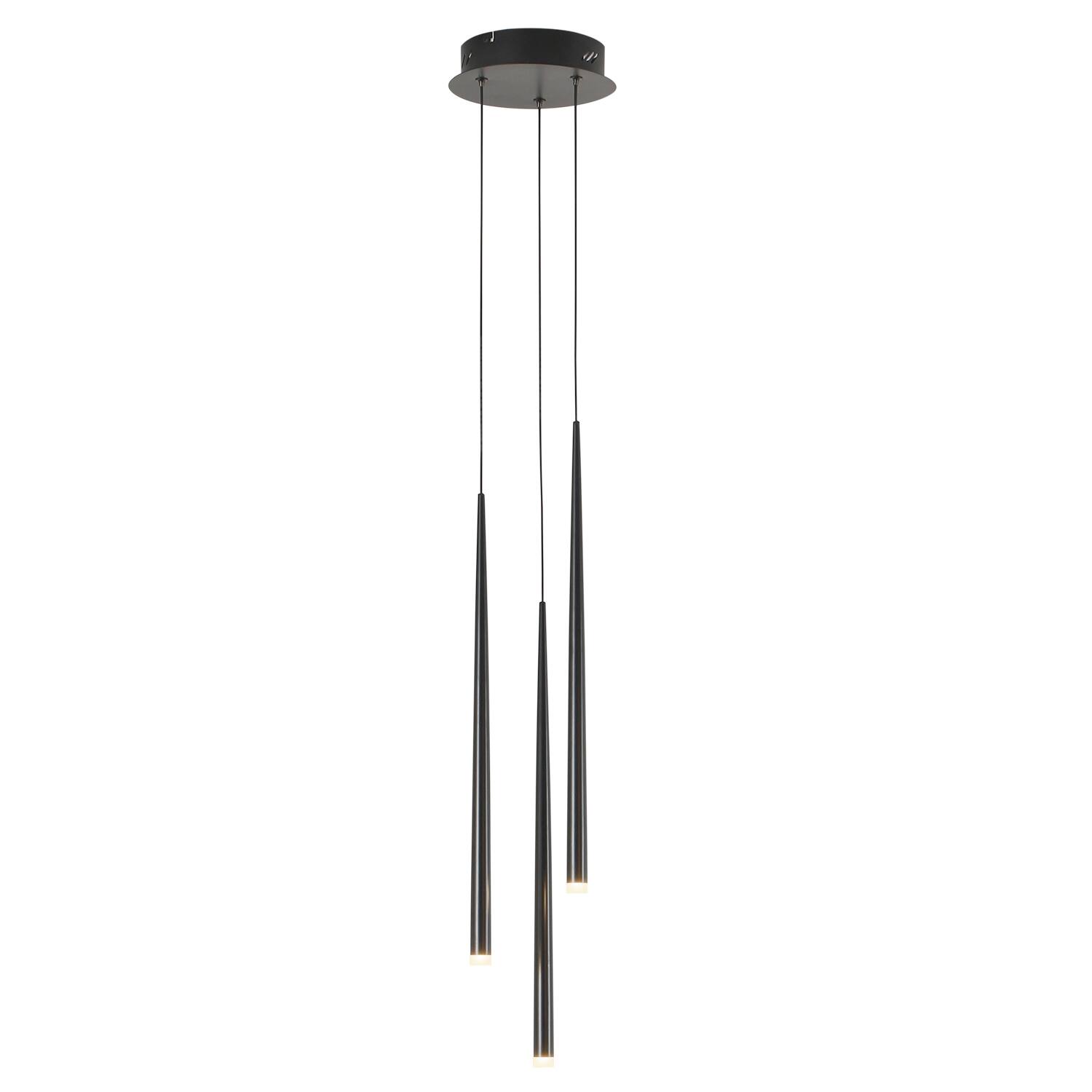 Front. Umeiluce - 3-Light Modern LED Chandelier Cylinder Black Pendant Kitchen Island Dimmable - Matte Black.