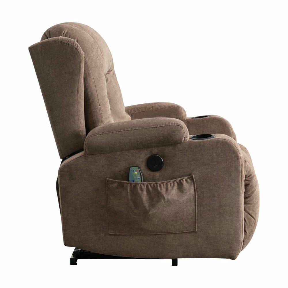 Alt View 9. Kadyn - Power Lift Recliner Chair, 8-Point Massage & Heat, 150° Recline, USB Port, Brown - Brown.
