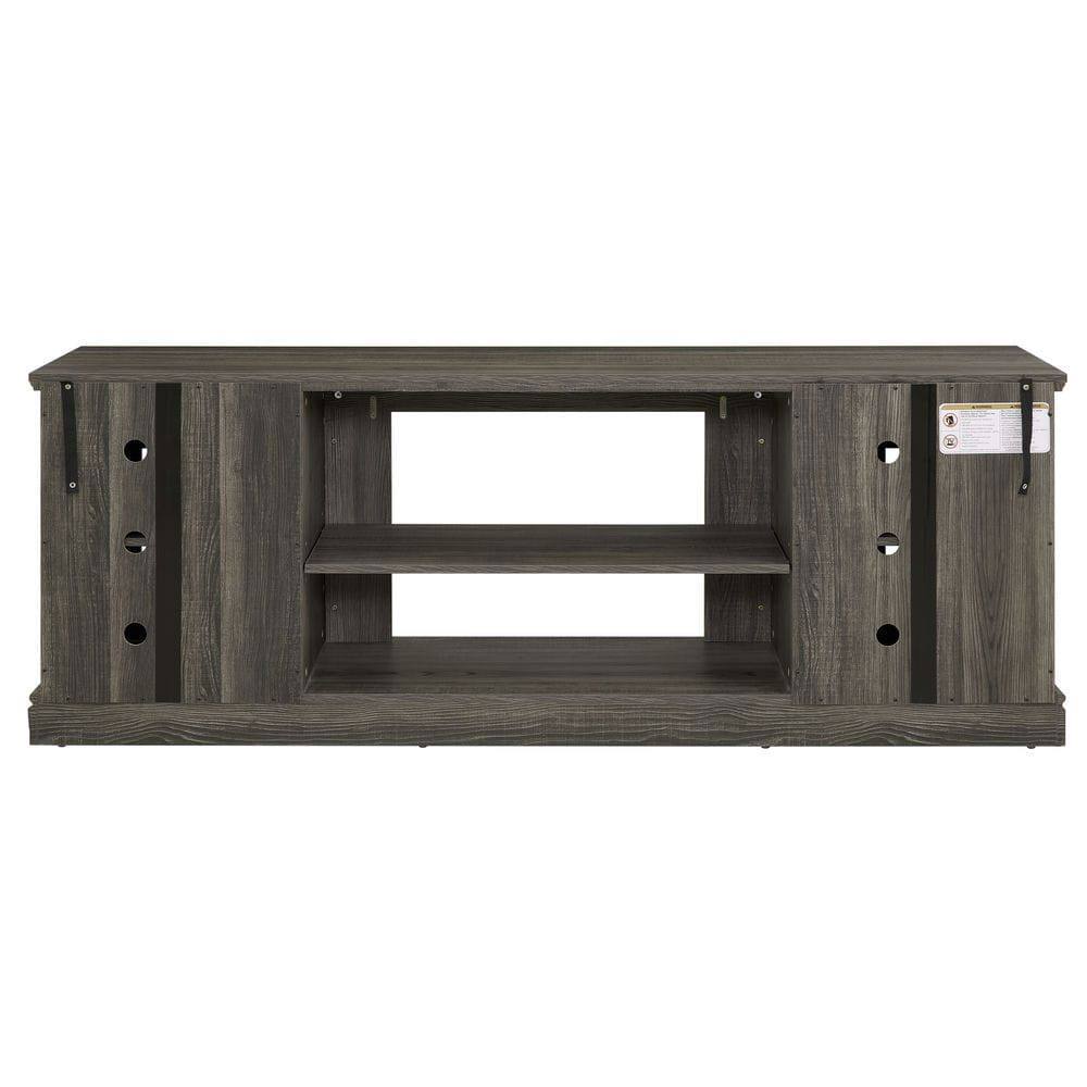 Kadyn - 70-Inch Faux Stone Media Console with Dual Storage Doors - Gray