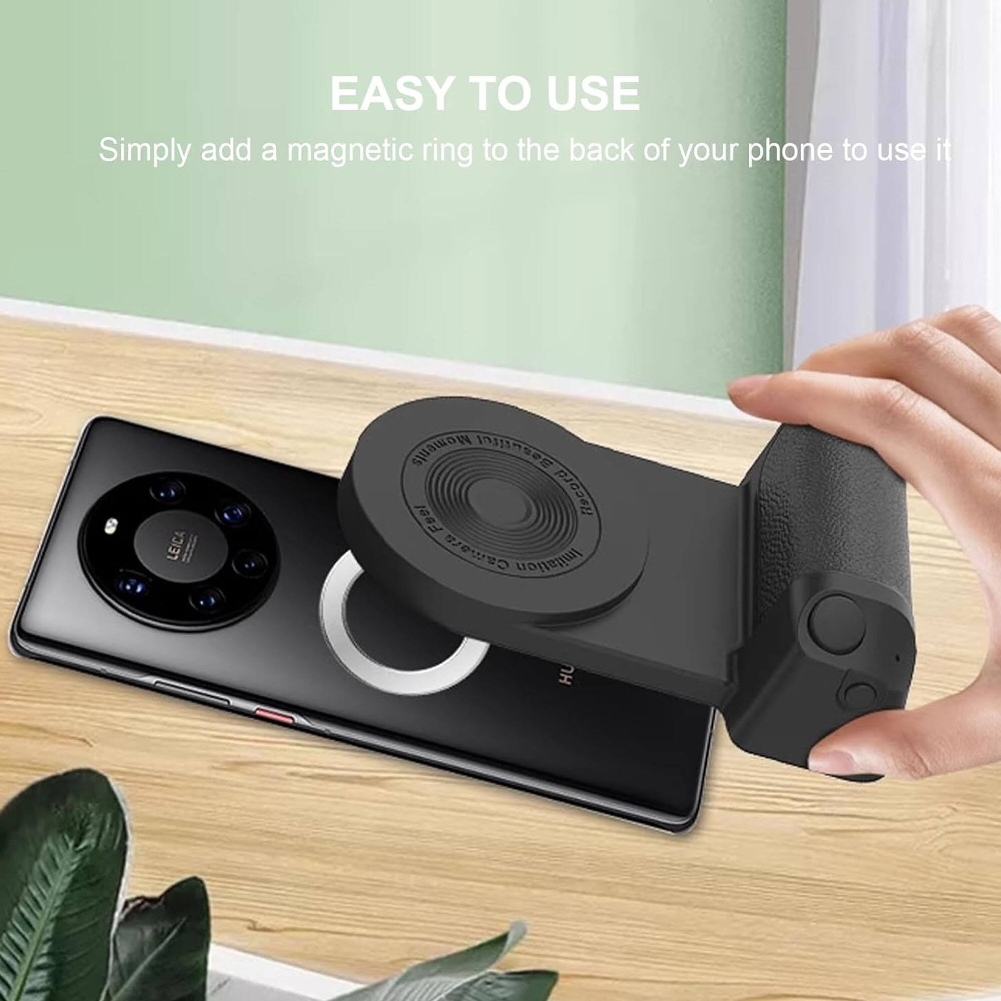 EASY TO USE  
Simply add a magnetic ring to the back of your phone to use it  

LEICA Moments  
lassnses  
Fsei liecord Camara  
Imitation HU
