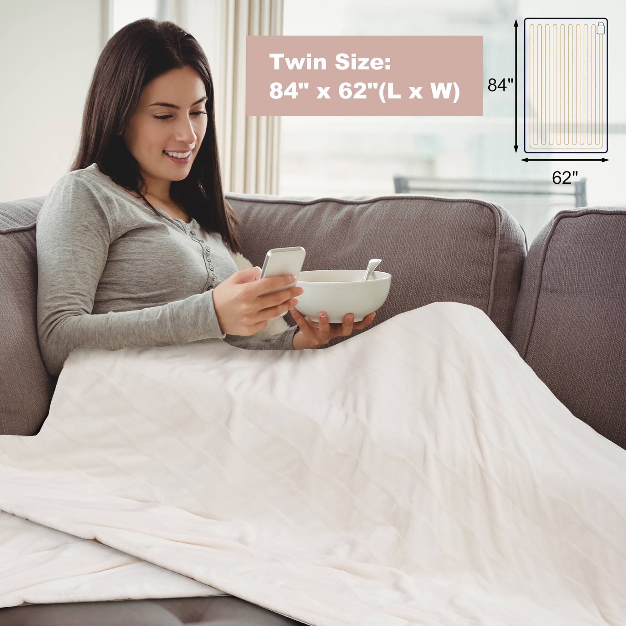 Twin Size: 84" x 62" (L x W)