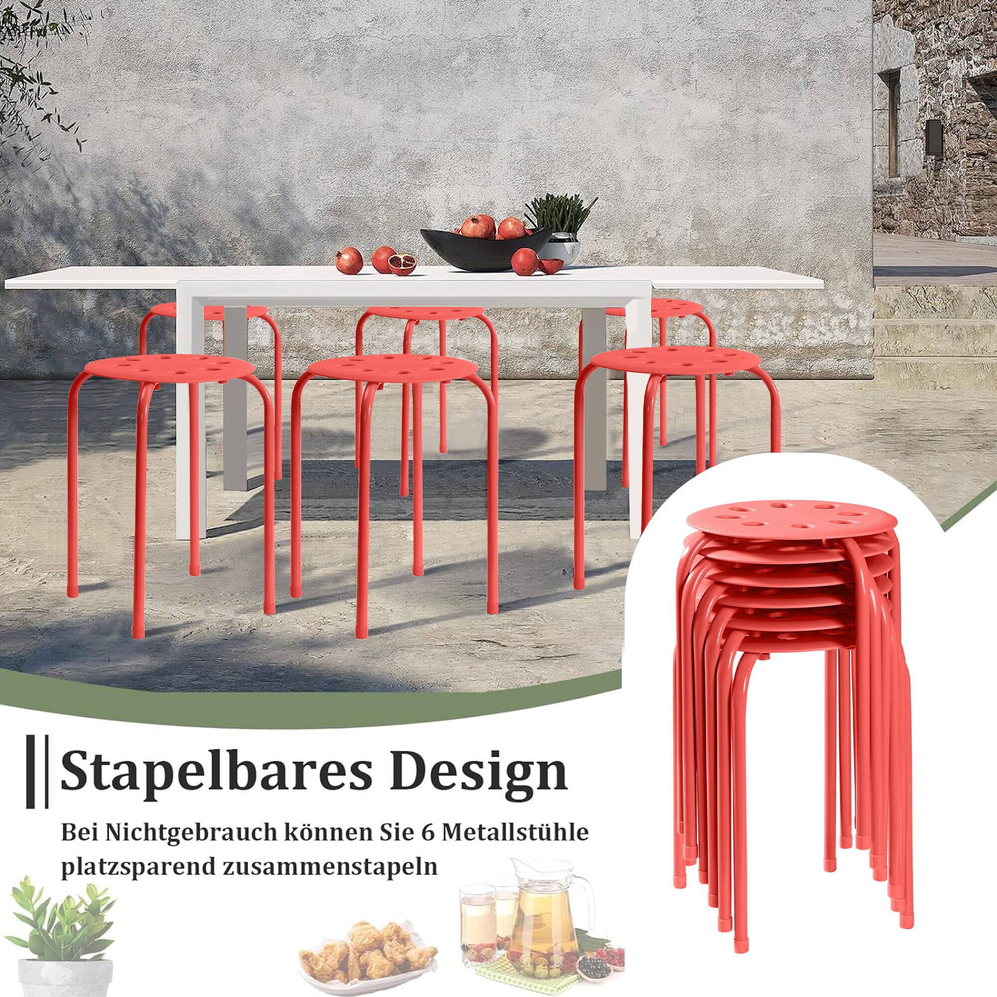 Stapelbares Design
Bei Nichtgebrauch können Sie 6 Metallstühle platzsparend zusammenstapeln
