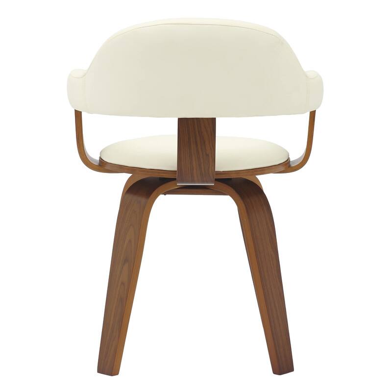 Alt View 6. LeisureMod - Brivo Modern Leather Upholstered Side Dining Chair with Open Back and Swivel for Home Living Room or Office - White.