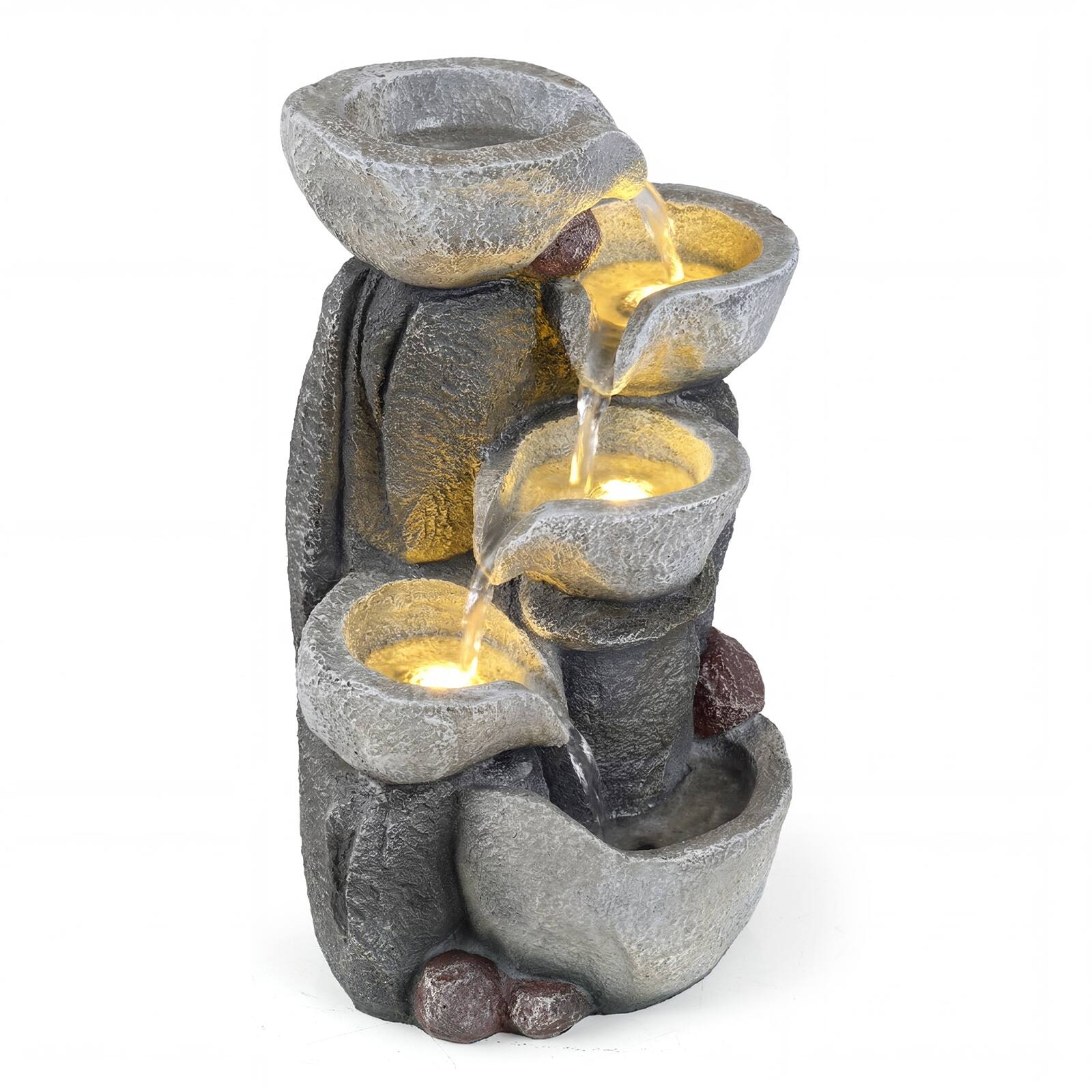 Alt View 1. Costway - Costway 17.5"H Outdoor Water Fountain 5-Tier Cascading Bowl Tabletop Waterfall Fountain - Gray.