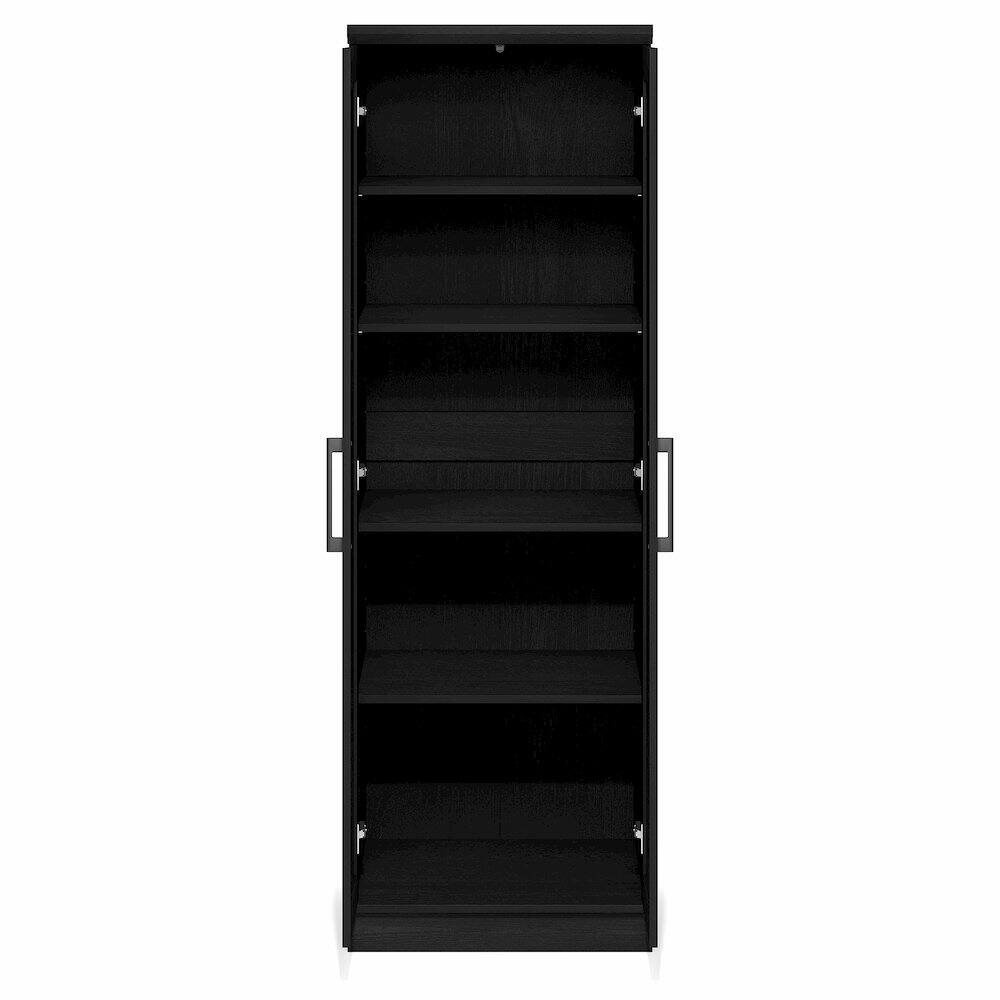 Left. Furinno - ROBIN Storage Cabinet, Pantry Cabinet with Adjustable Shelves, 23W with 2 Shaker-Doors, Kitchen Cabinet - Black Woodgrain.