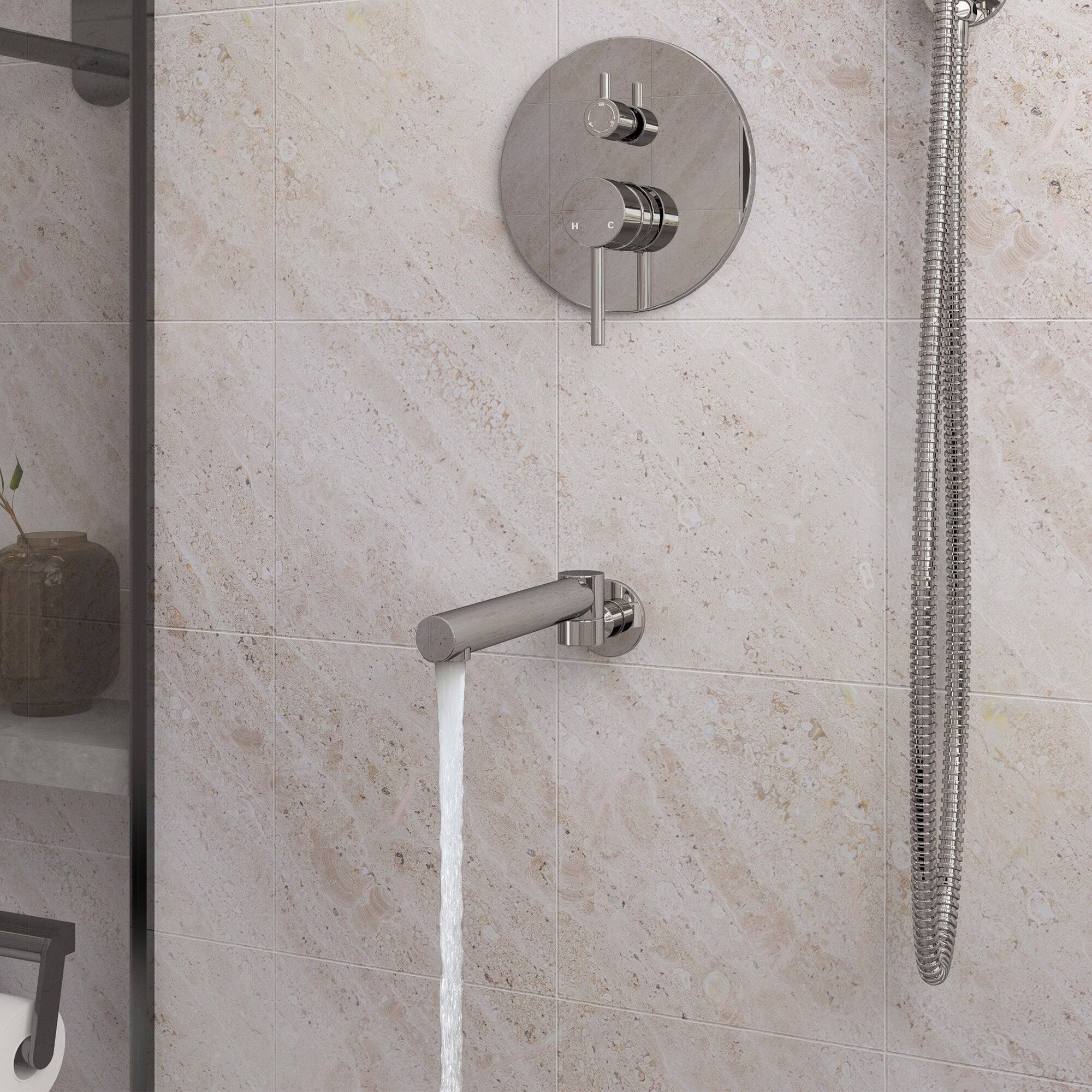 Alt View 7. Boyel Living - Wall Mount 10 in. Single Handle 1-Spray Tub and Shower Faucet 1.8 GPM in Chrome Pressure Balance Valve Included - Chrome.