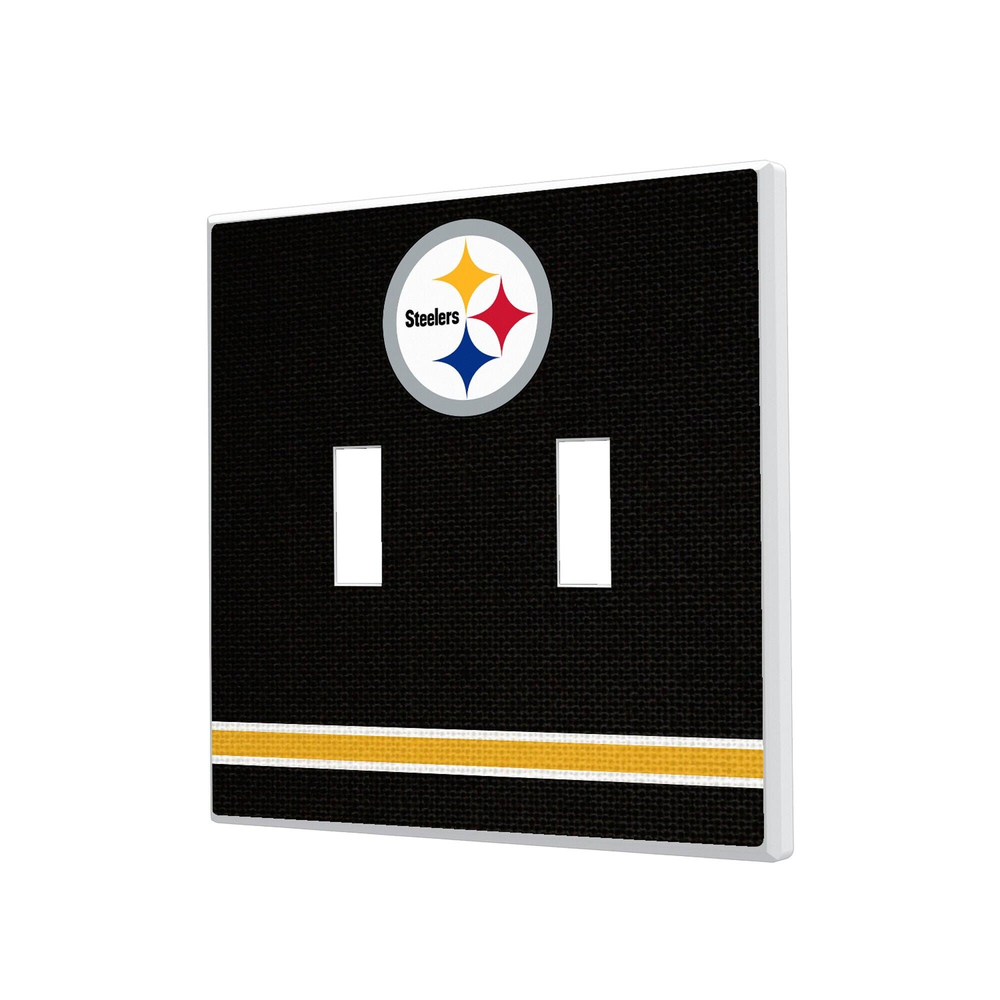 Keyscaper - Pittsburgh Steelers Stripe Double Toggle Light Switch Plate - Multicolor