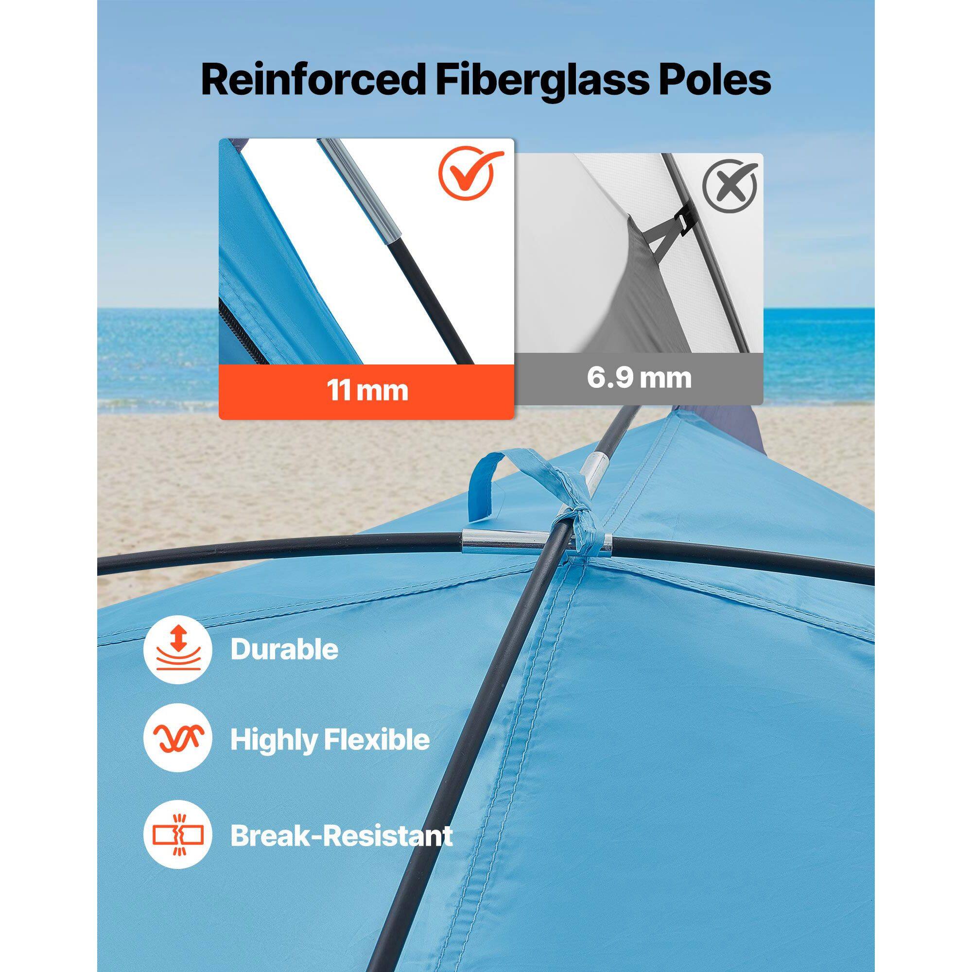 Reinforced Fiberglass Poles

11 mm

6.9 mm

Durable

Highly Flexible

Break-Resistant