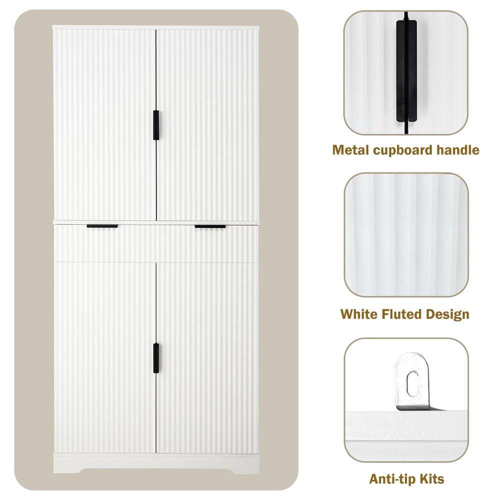 Metal cupboard handle  
White Fluted Design  
Anti-tip Kits