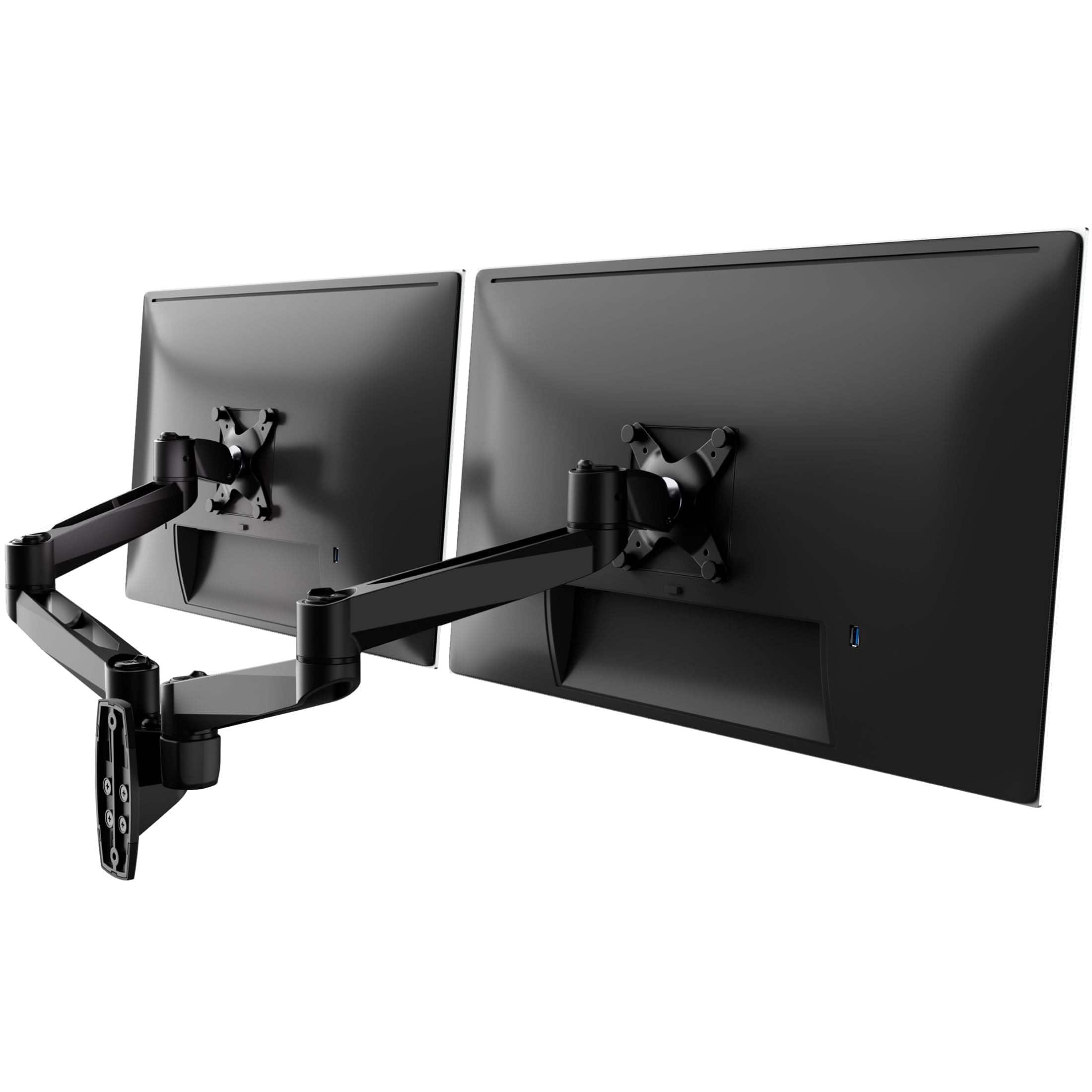 Mount-It! - CLiX Series Full Motion Dual Monitor Wall Mount for 13"-34" Screens, Swivel & Tilt - Black