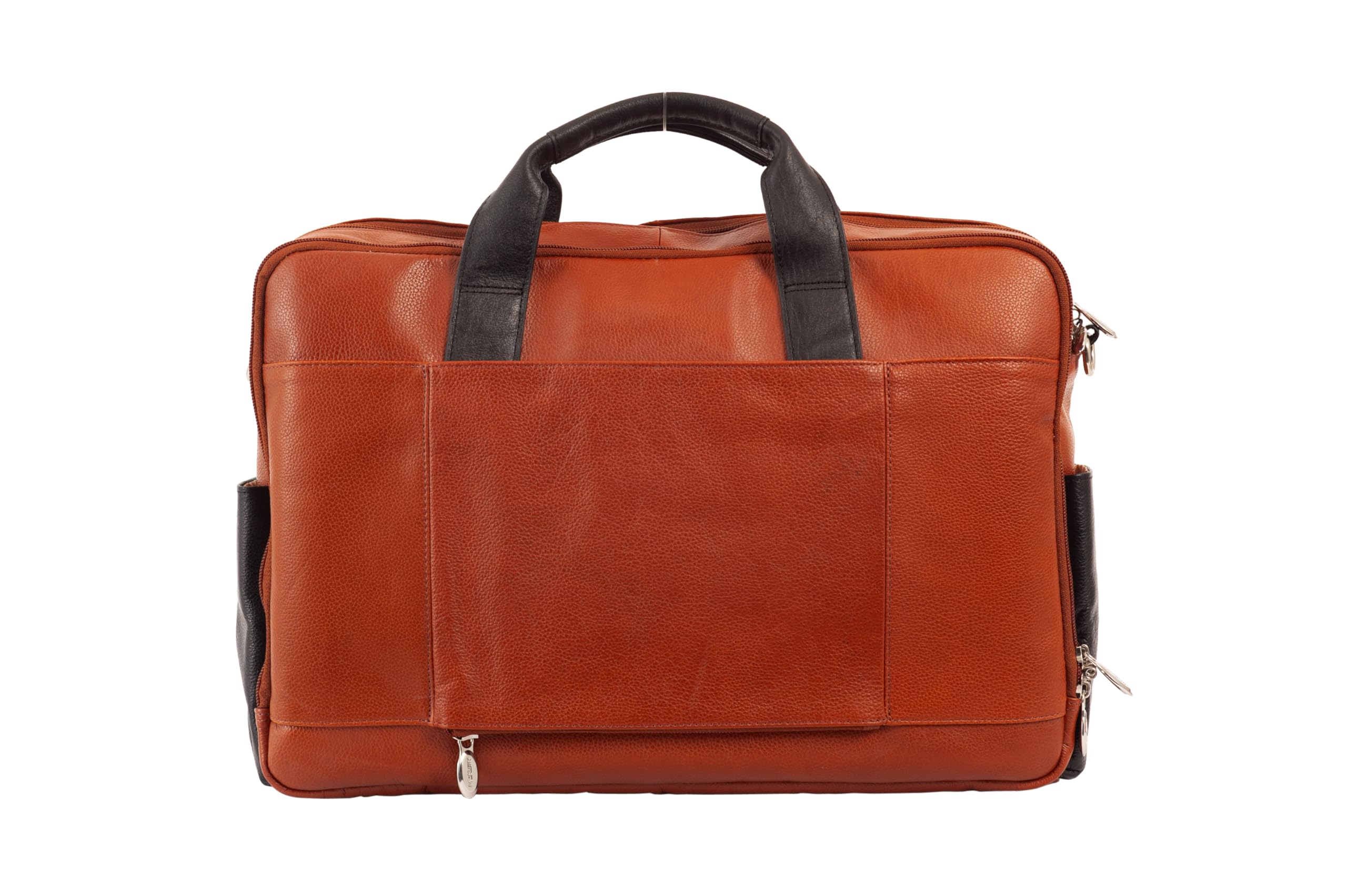 Alt View 8. McKleinUSA - 17-inch Laptop & Tablet Briefcase, Pebble-Grain Calfskin Leather, Dual-Compartment, Padded Sleeve, Lockable Zippers - Brown.