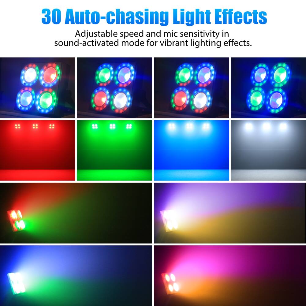 30 Auto-chasing Light Effects

Adjustable speed and mic sensitivity in sound-activated mode for vibrant lighting effects.