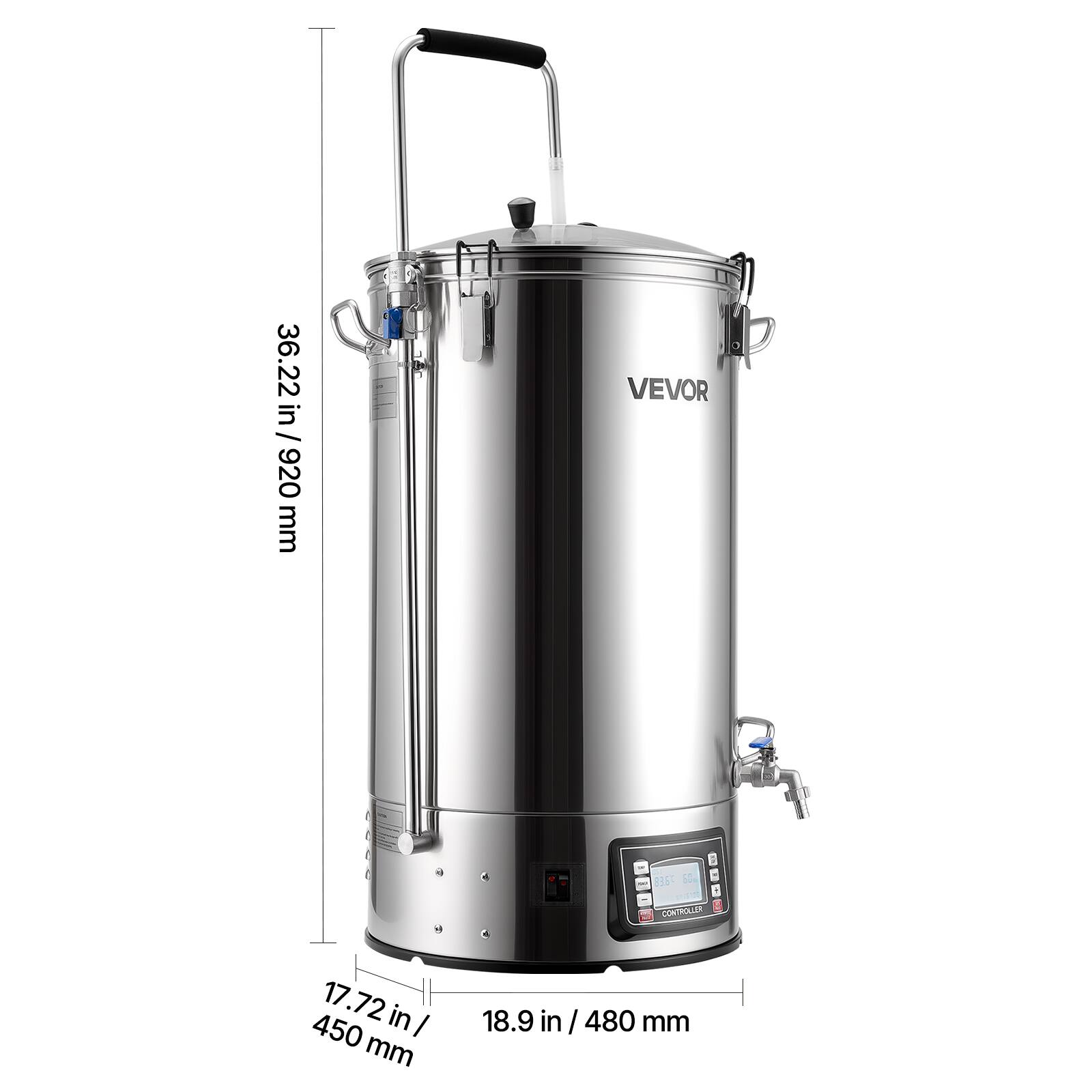 36.22 in / 36.22 in / 920mm  
VEVOR  
836F SO CONTROLLER  
450 17.72 in/ mm  
18.9 in / 480 mm