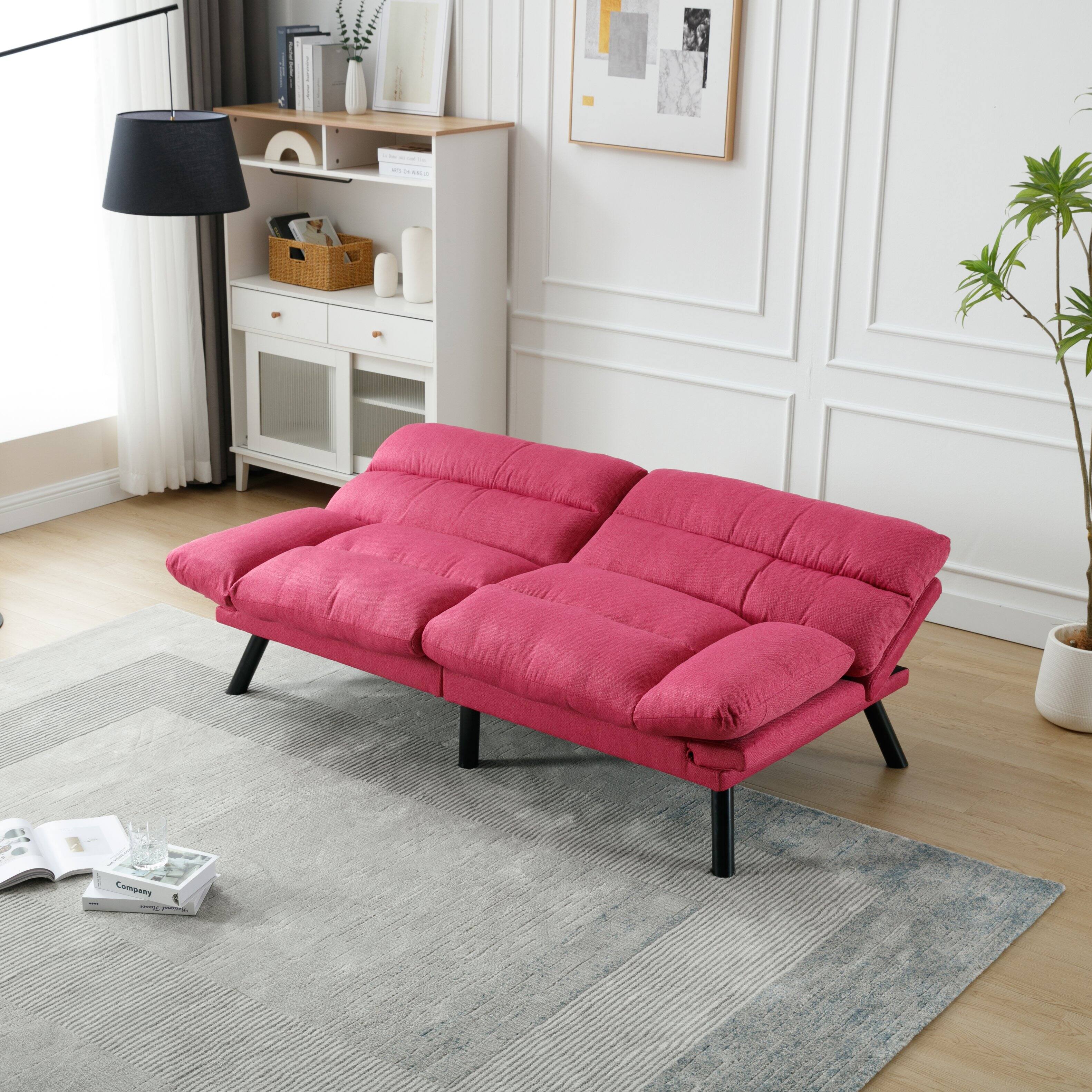 Alt View 1. Tiramisubest - Bedroom furniture,Living room furniture,sofa with thick cushion,Sofa bed,Sleeper sofa with metal feet,Rose Red - Rose Red.