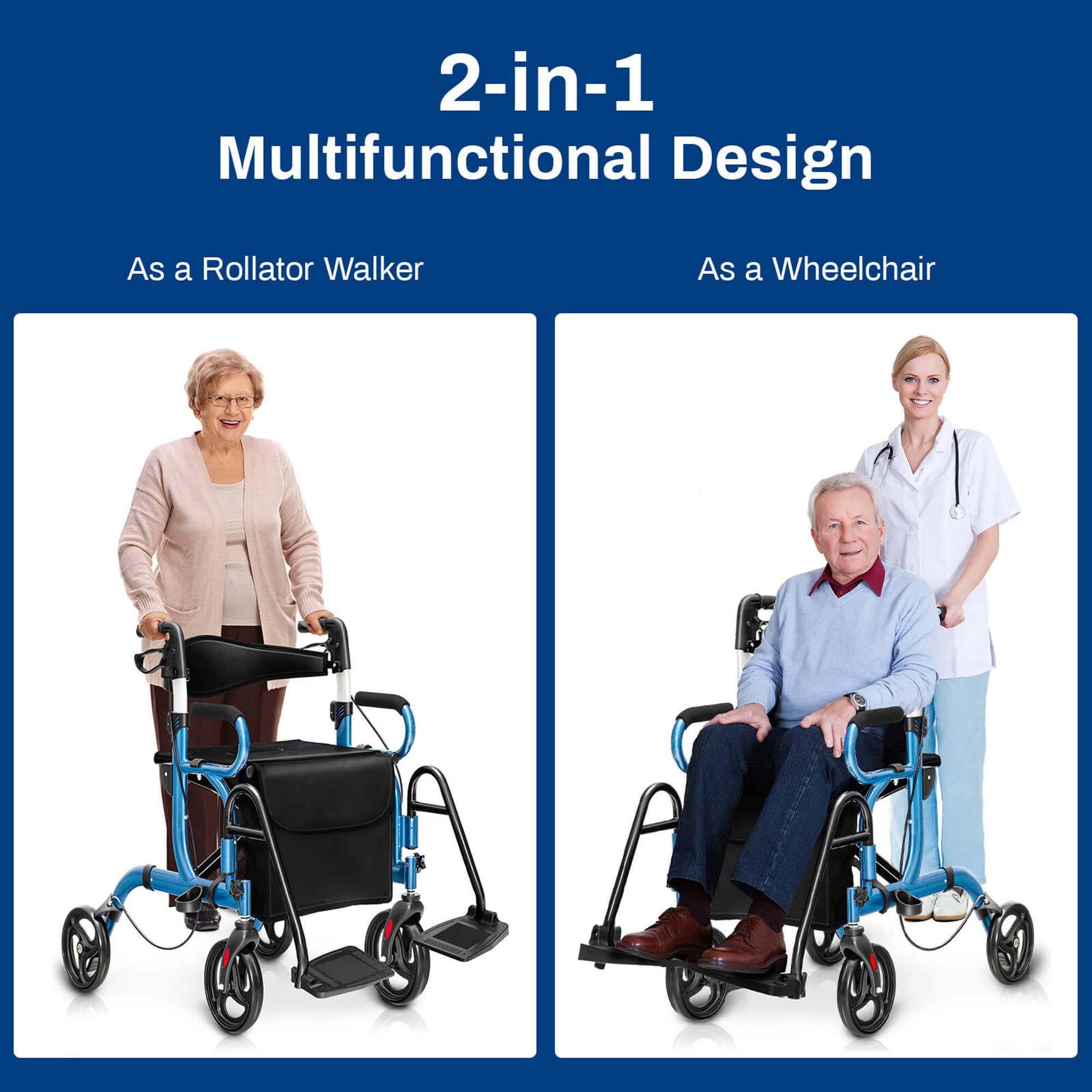 2-in-1 Multifunctional Design
As a Rollator Walker
As a Wheelchair