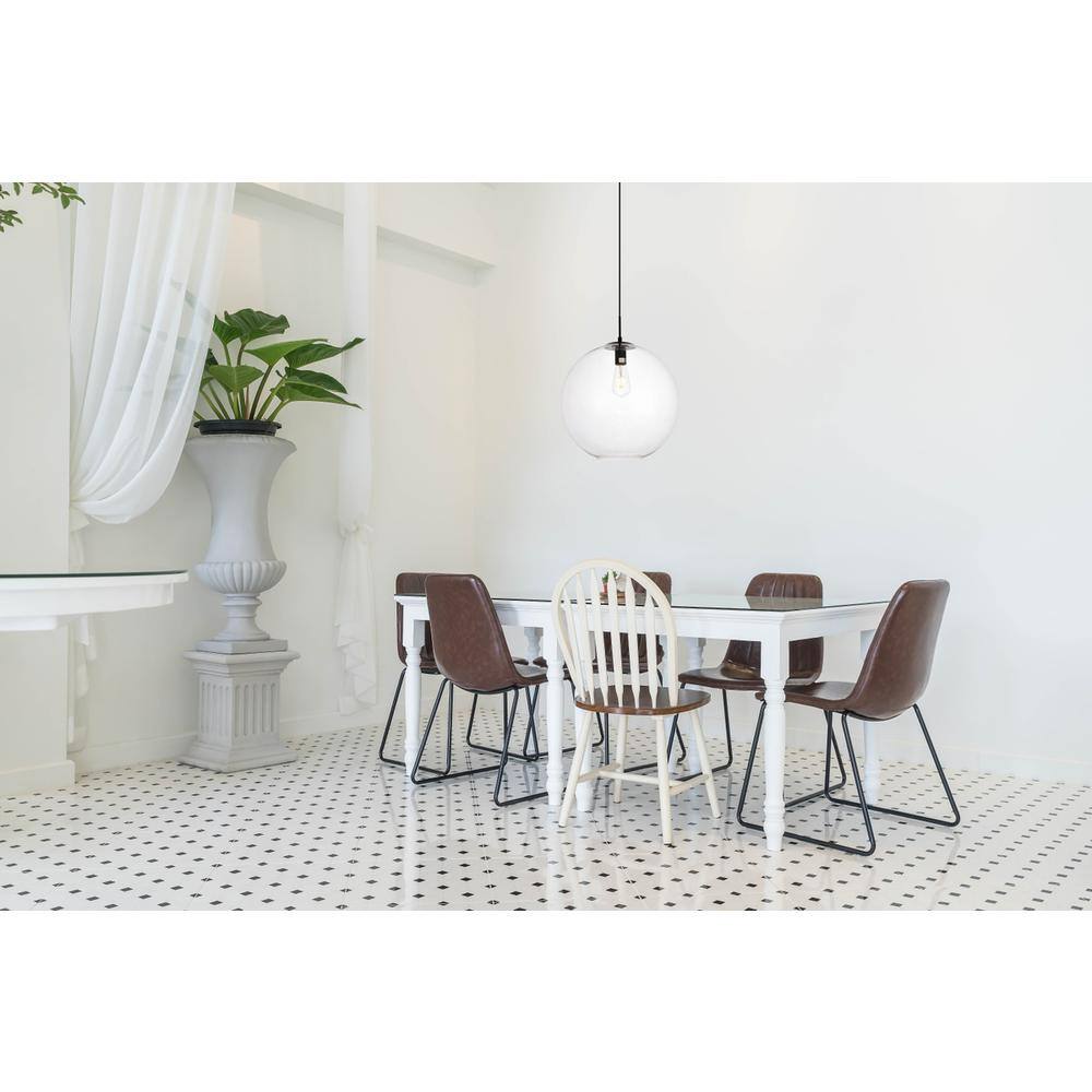 Angle. Living District - Placido Collection Pendant D15.7 H16.5 Lt:1 Black and Clear Finish - Black And Clear.