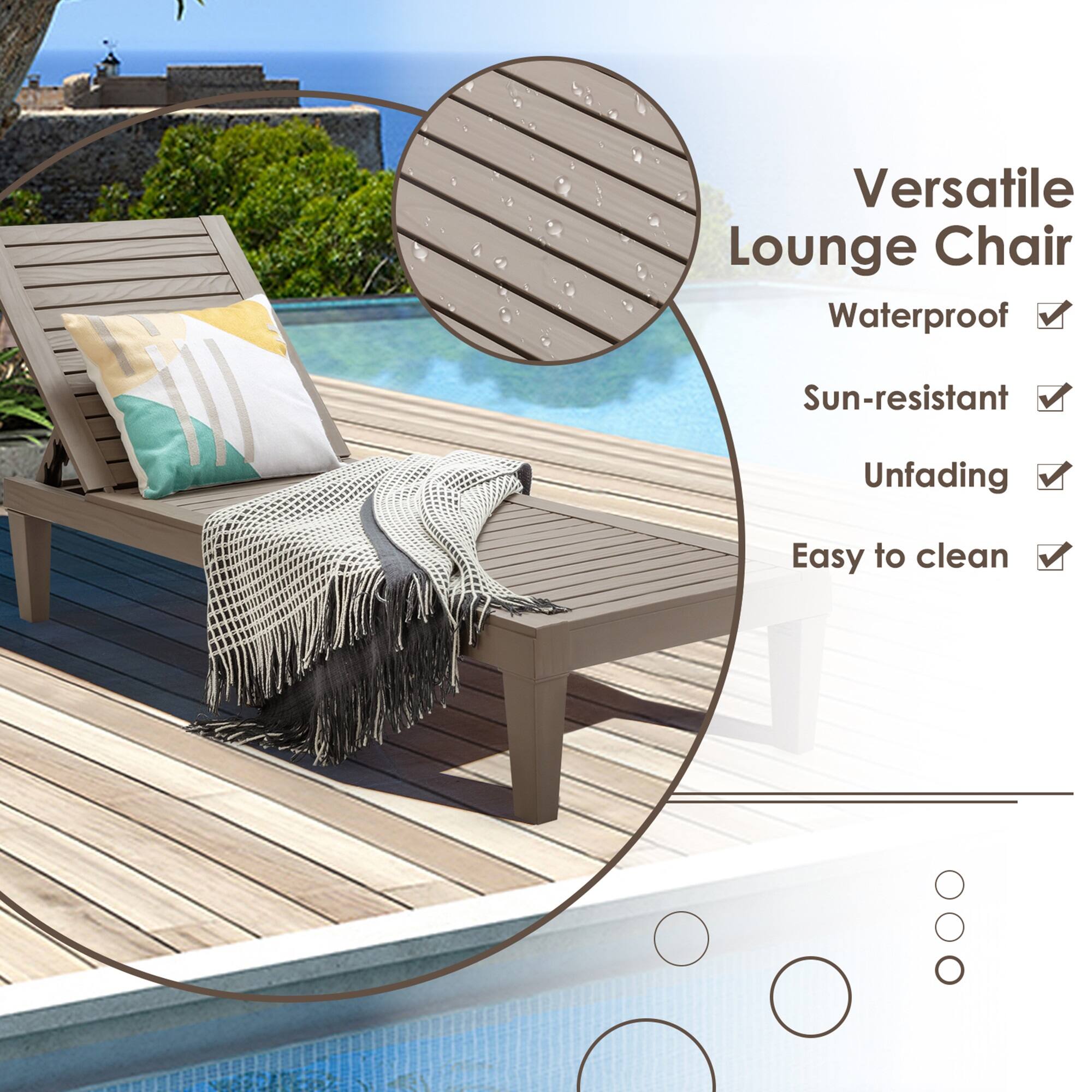 Versatile Lounge Chair
Waterproof
Sun-resistant
Unfading
Easy to clean