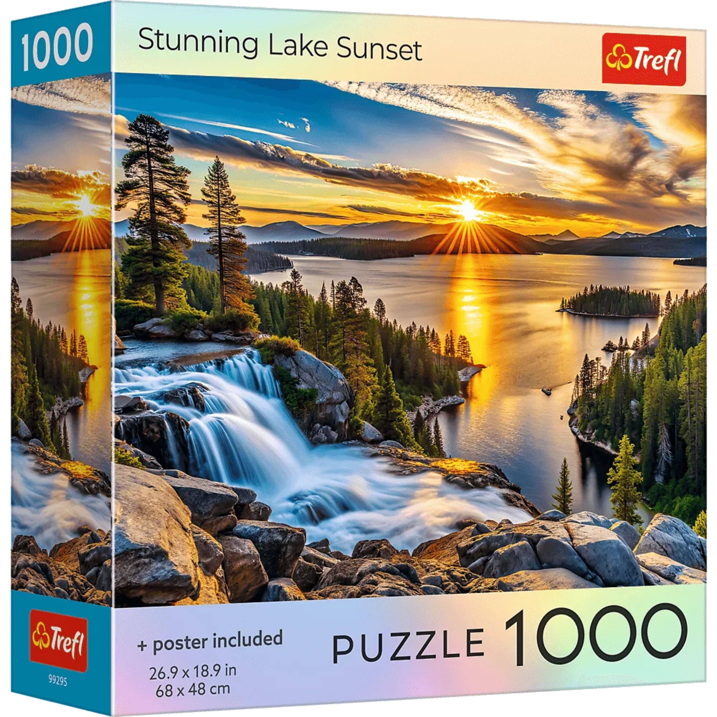 1000 Stunning Lake Sunset  
Trefl 99295  
+ poster included  
PUZZLE 1000  
26.9 x 18.9 in  
68 x 48 cm