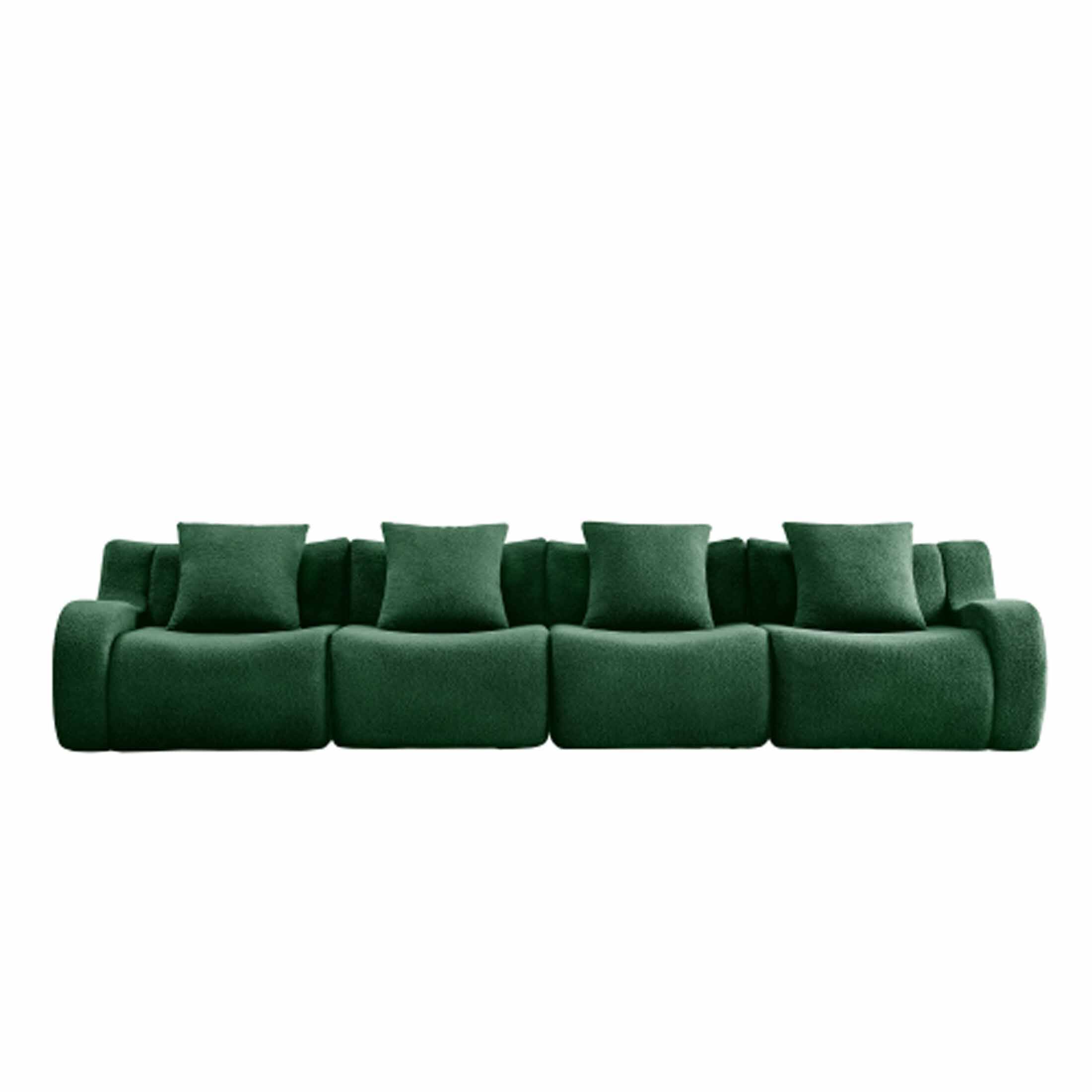 Back. Aukfa - Modular Teddy Fabric Sofa - 4-Seat Convertible Sectional, Soft Boneless Design for Living Room - Green.
