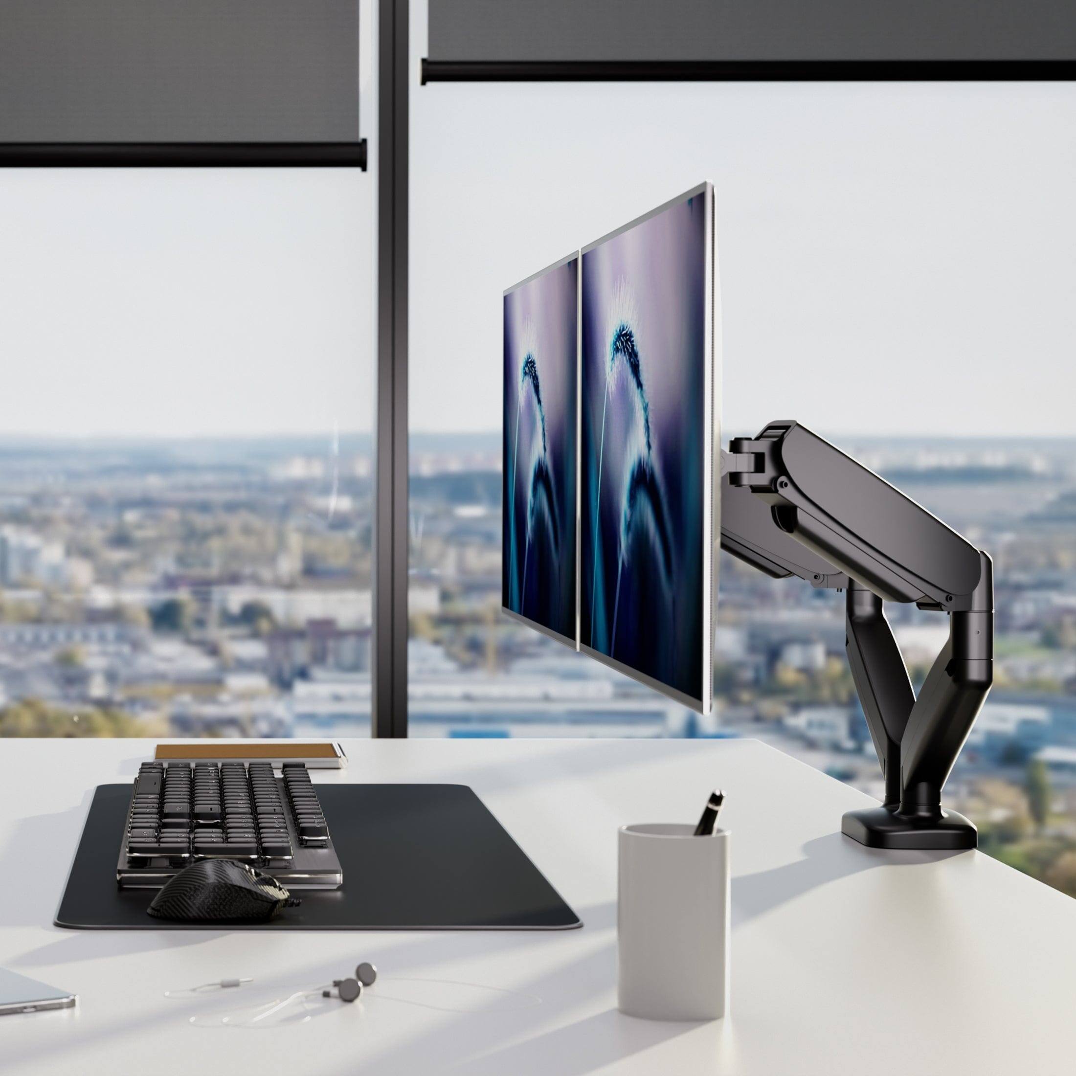 Alt View 10. Mount-It! - Dual Monitor Desk Mount with Gas Spring Arms, Adjustable Height and Tilt for 13"–32" Screens - Black.