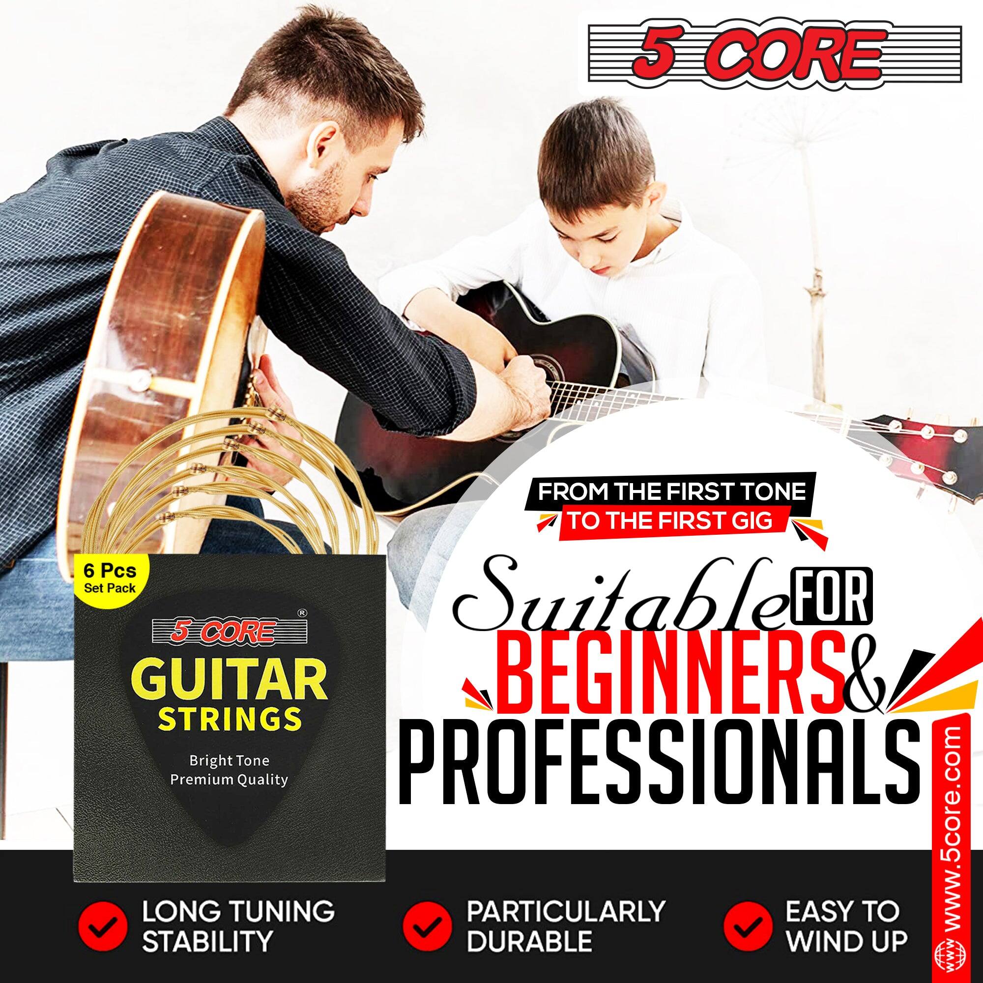 5 CORE

FROM THE FIRST TONE TO THE FIRST GIG

6 Pcs Set Pack

5 CORE GUITAR STRINGS
Bright Tone
Premium Quality

Suitable FOR BEGINNERS & PROFESSIONALS

LONG TUNING STABILITY
PARTICULARLY DURABLE
EASY TO WIND UP

www.5core.com