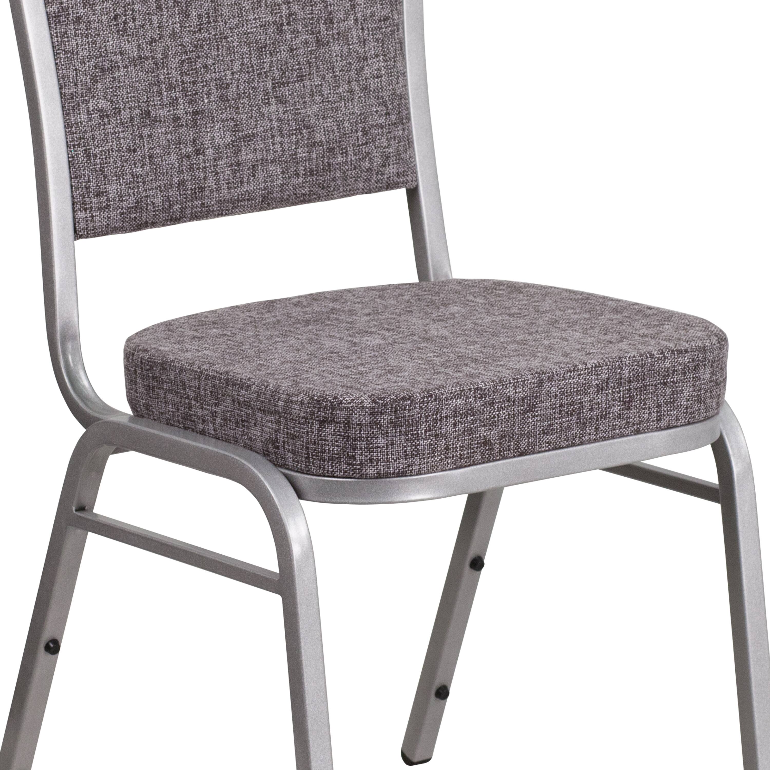 Alt View 9. Emma + Oliver - 4 Pack Crown Back Stacking Banquet Chair - Herringbone Fabric/Silver Frame.